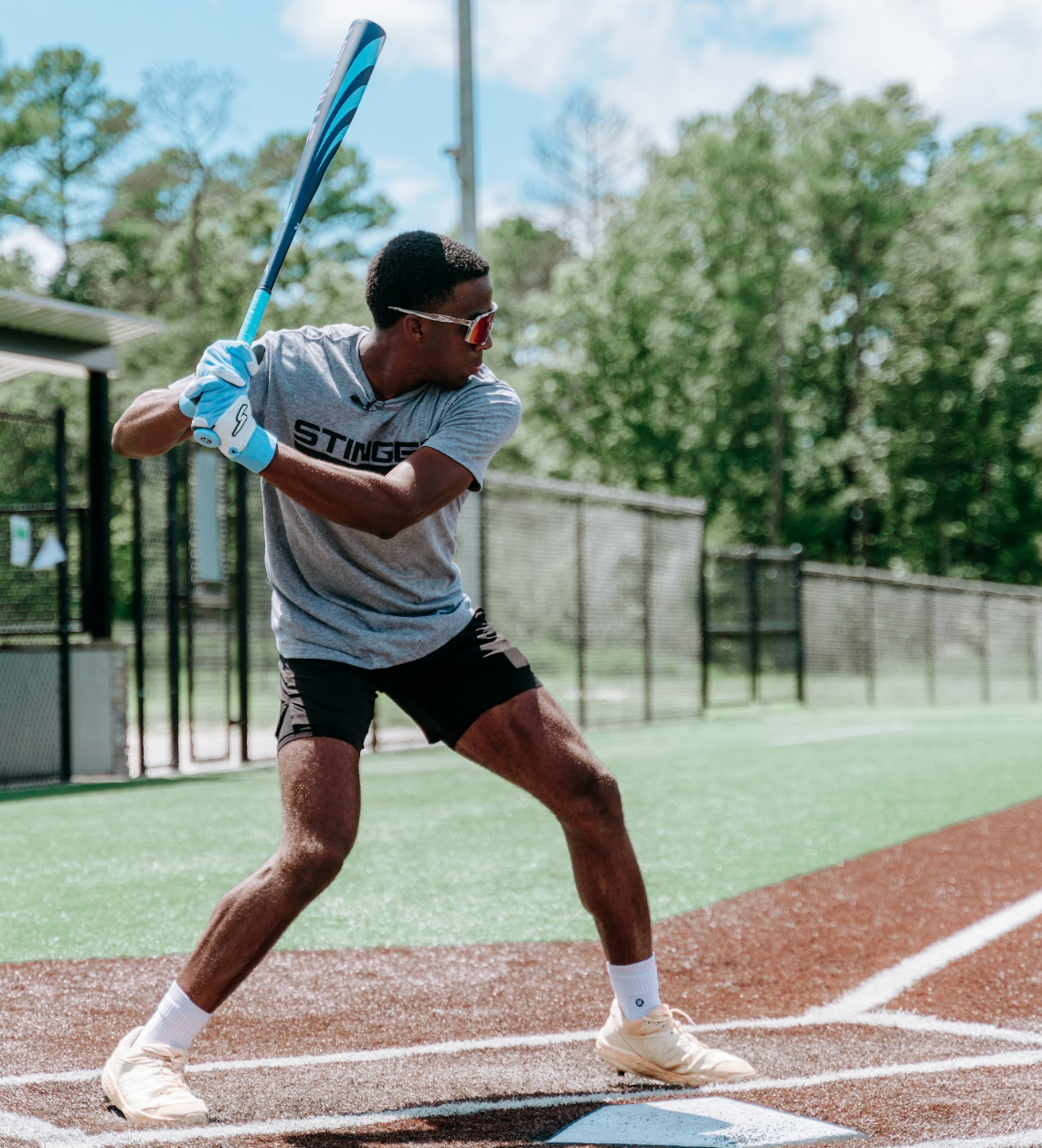 Winder Series Batting Gloves - Columbia Blue/White & Graphite - Maximum Velocity Sports
