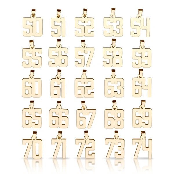 Custom Number Pendant With Chain Necklace - 14K Gold Plated Stainless Steel - Maximum Velocity Sports