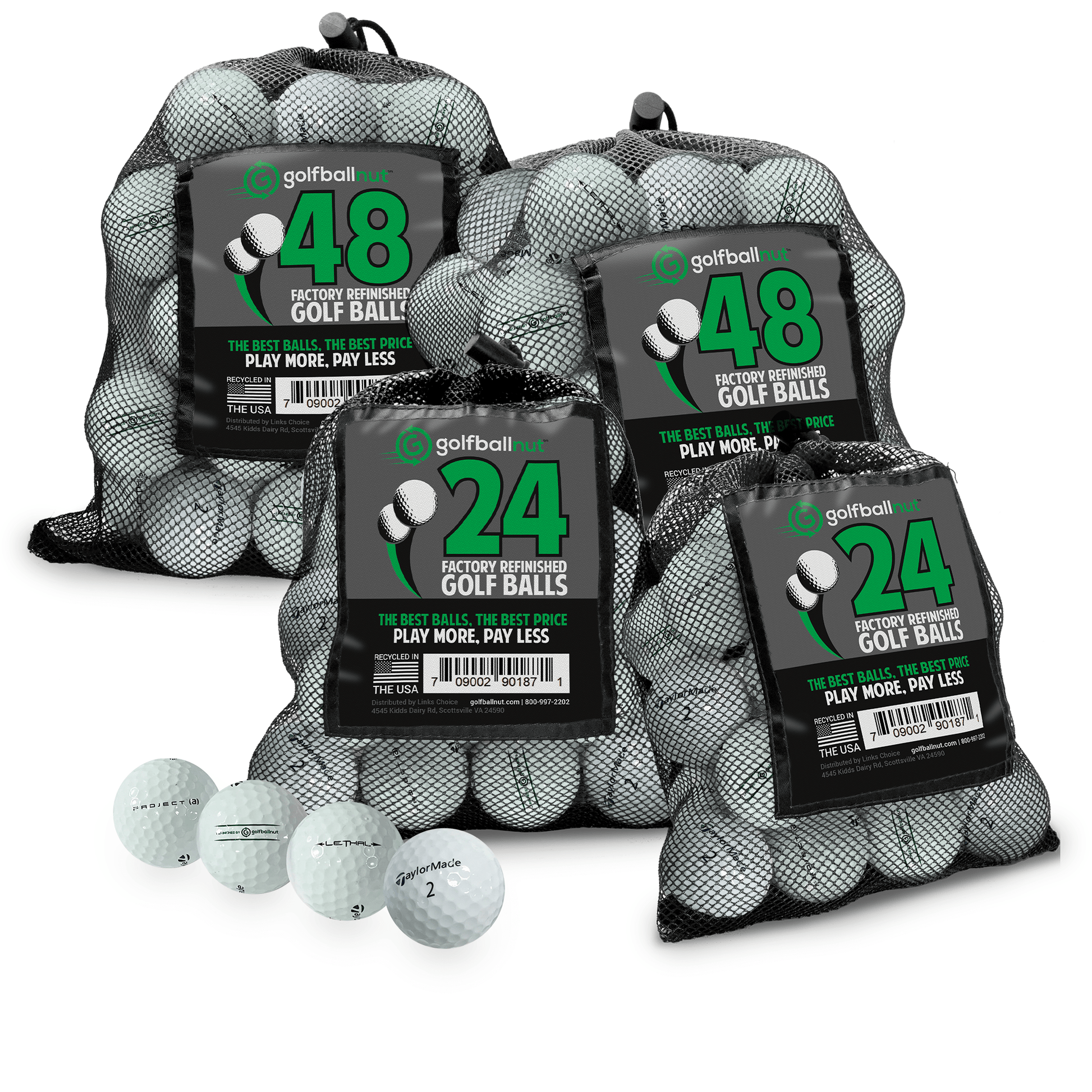 Factory Refinished Taylormade Tour Mix Golf Balls - Bulk Mesh Bags - Maximum Velocity Sports