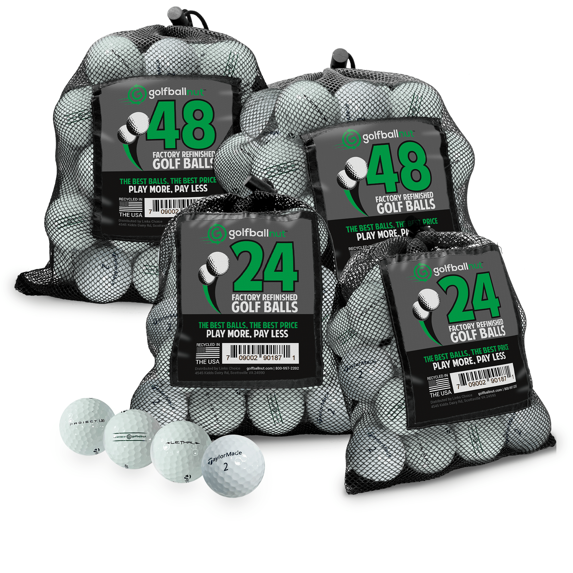 Factory Refinished Taylormade Tour Mix Golf Balls - Bulk Mesh Bags - Maximum Velocity Sports