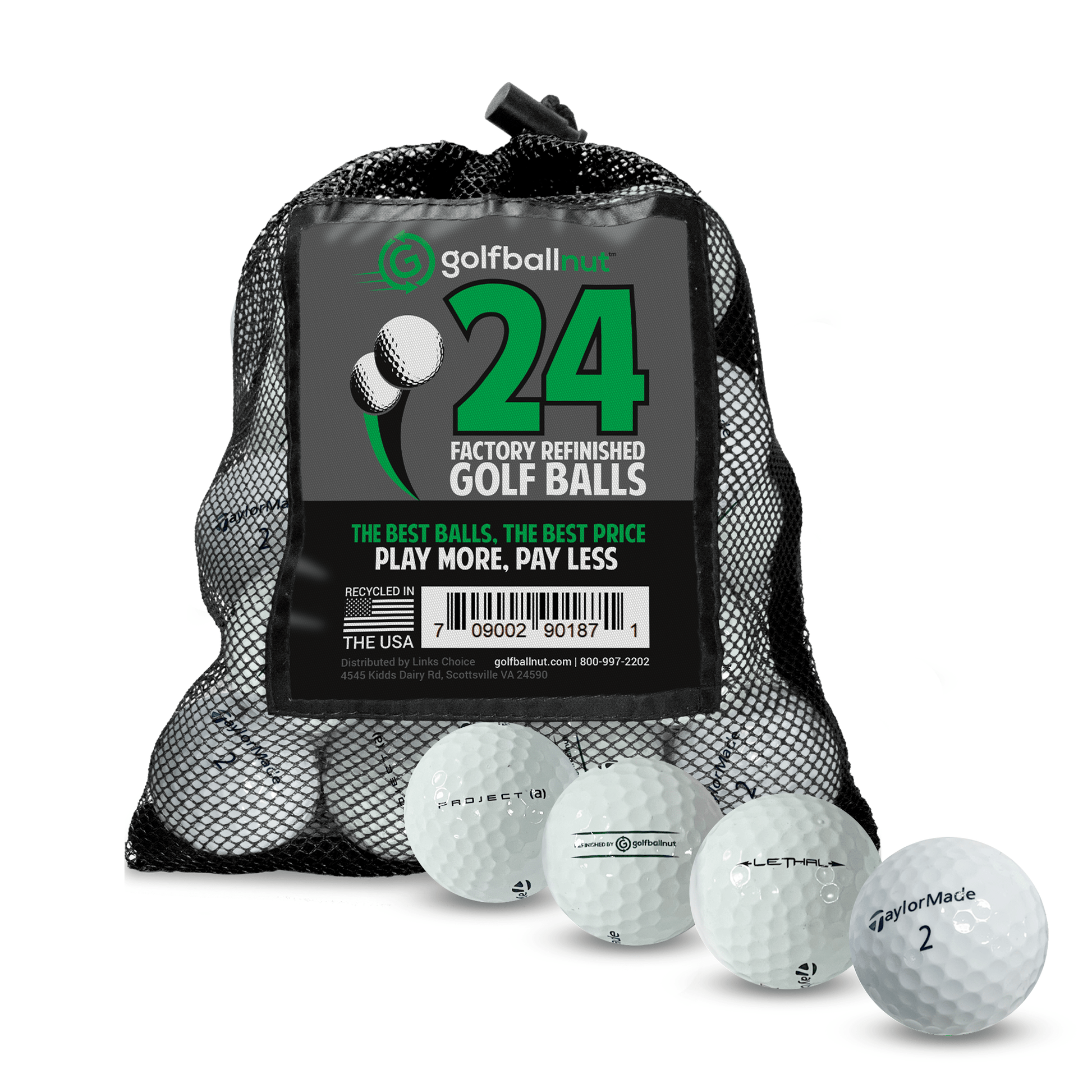 Factory Refinished Taylormade Tour Mix Golf Balls - Bulk Mesh Bags - Maximum Velocity Sports