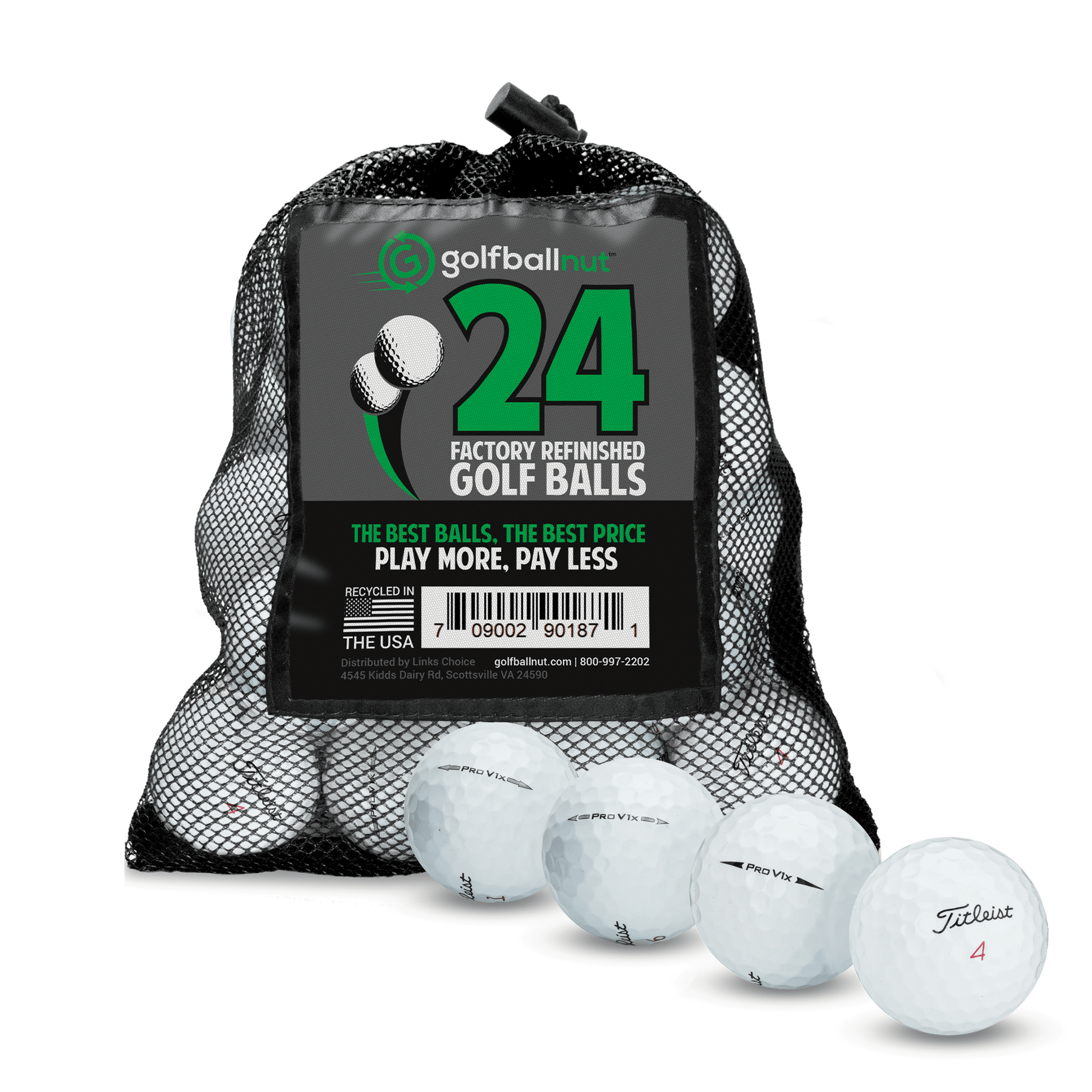 Factory Refinished Titleist Pro V1x Golf Balls - Bulk Mesh Bags - Maximum Velocity Sports