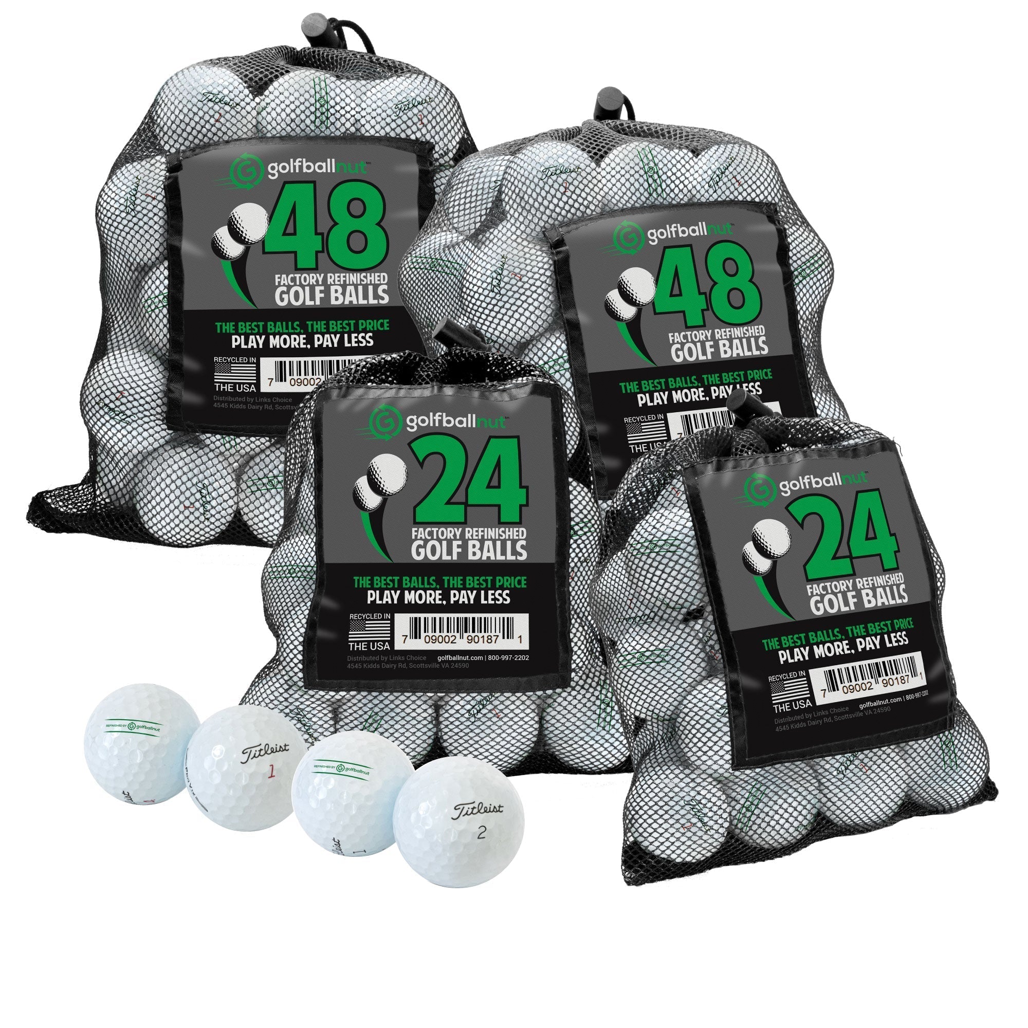 Factory Refinished Titleist Pro V1x Golf Balls - Bulk Mesh Bags - Maximum Velocity Sports