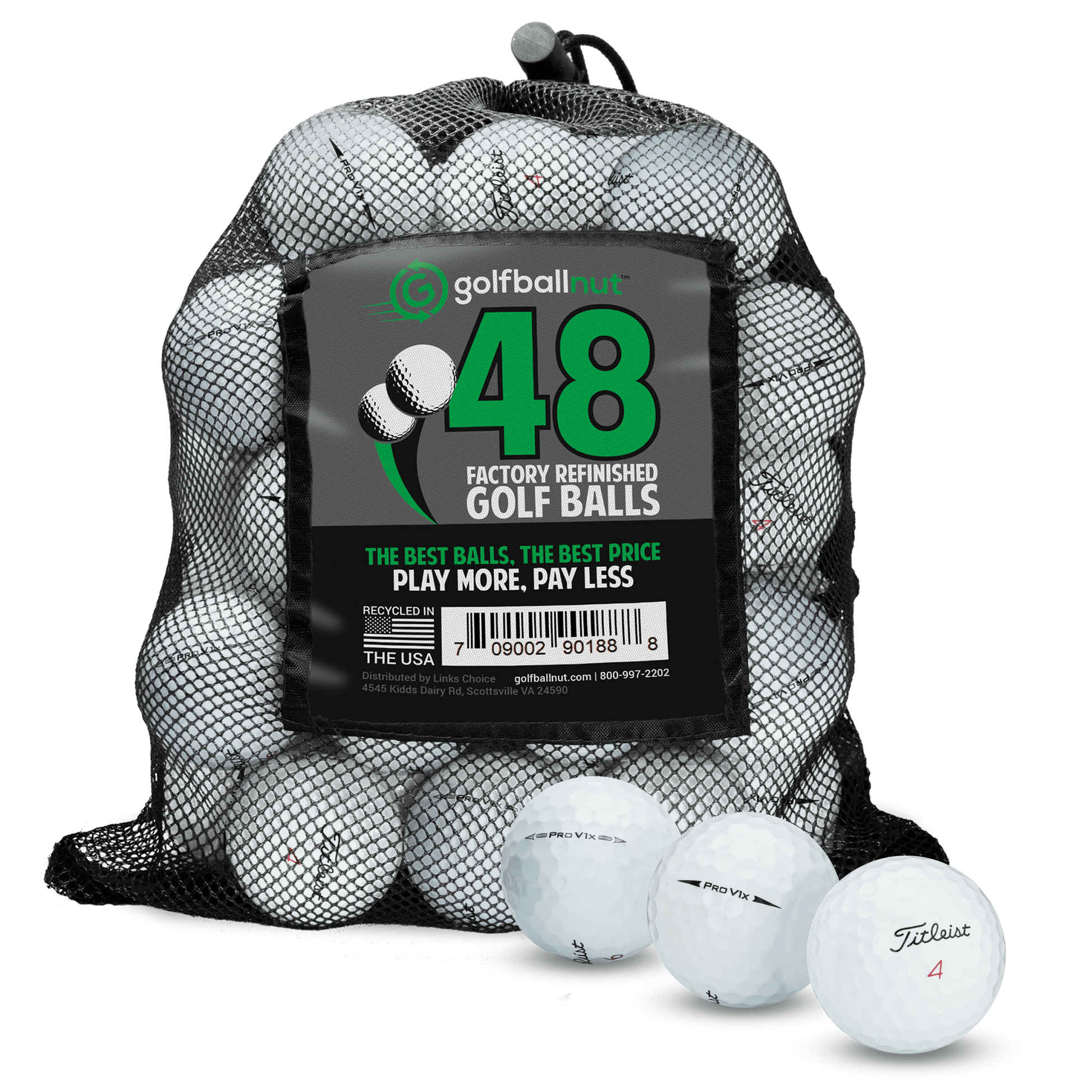 Factory Refinished Titleist Pro V1x Golf Balls - Bulk Mesh Bags - Maximum Velocity Sports
