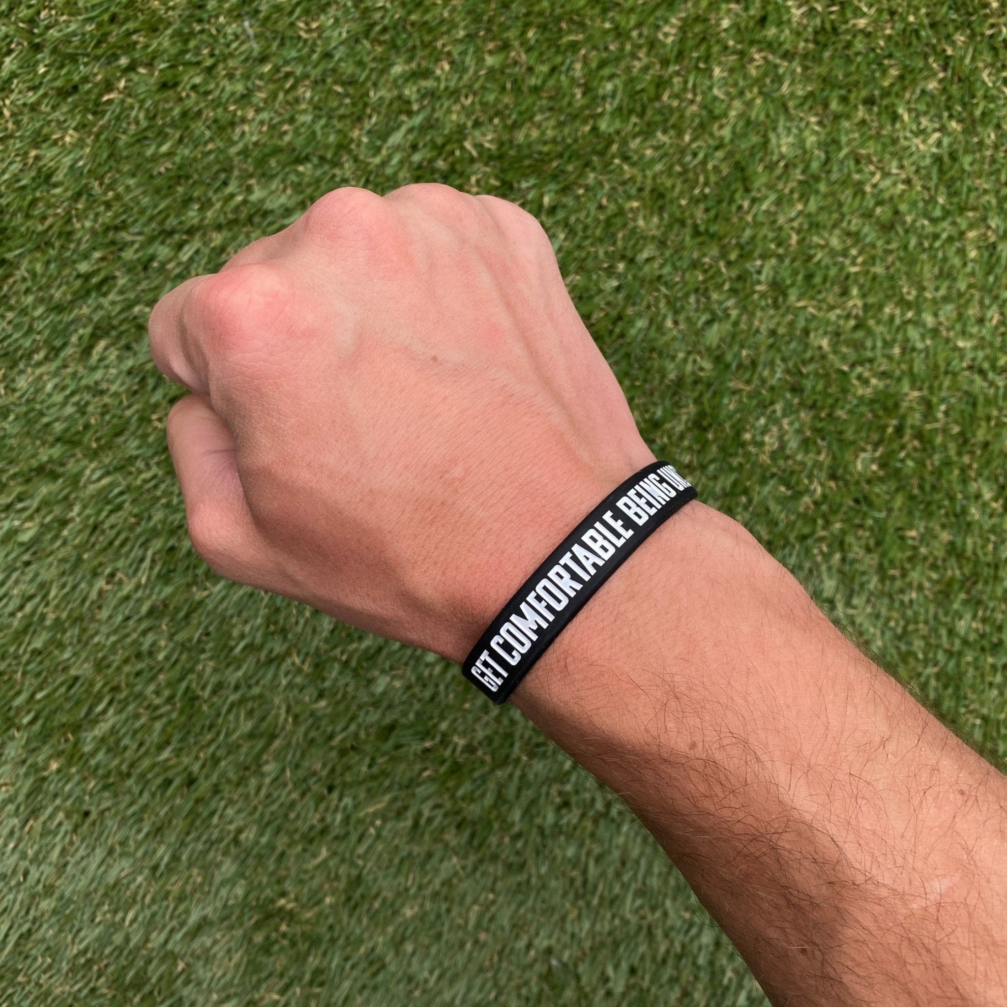 GET COMFORTABLE BEING UNCOMFORTABLE Wristband - Maximum Velocity Sports