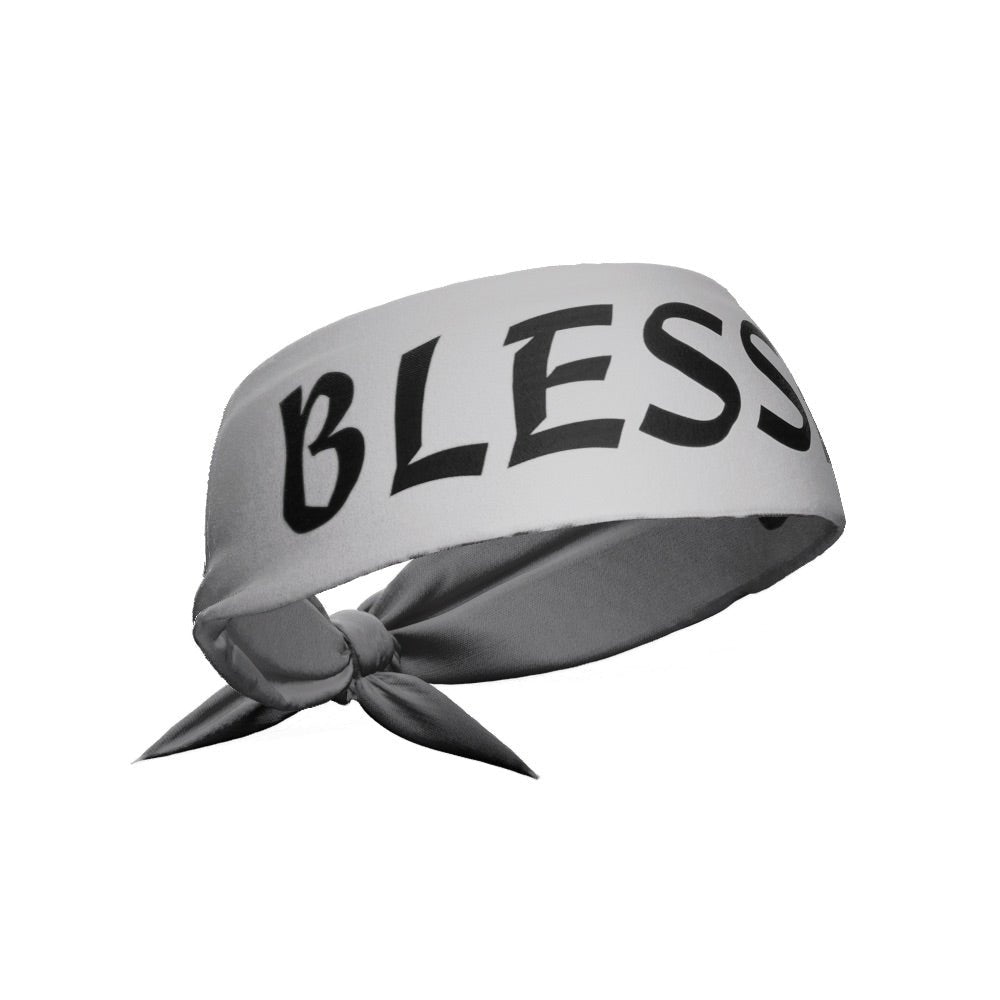 Grey BLESSED Tie Headband - Maximum Velocity Sports