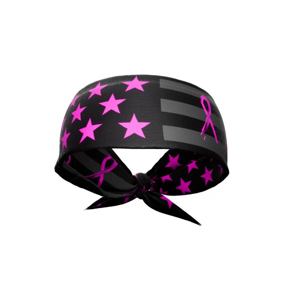 Shadow USA Flag - Breast Cancer Awareness Tie Headband - Maximum Velocity Sports