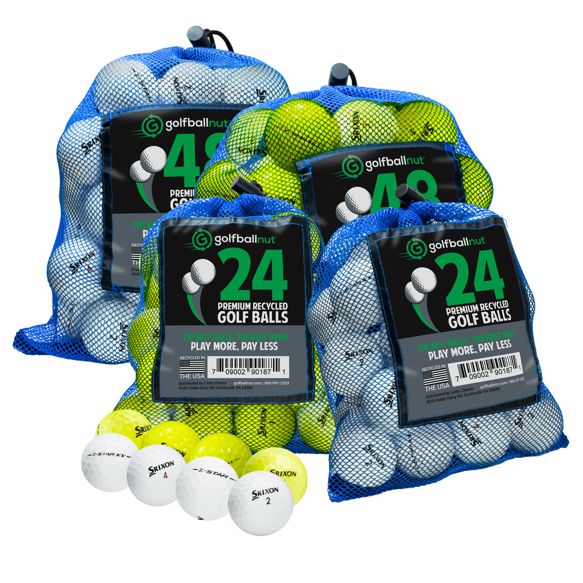 Srixon Z Series Mix - Premium Used Golf Balls in Eco - Friendly Bulk Mesh Bags - Maximum Velocity Sports