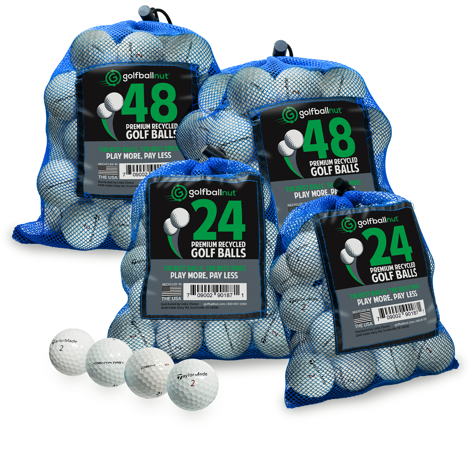TaylorMade TP Penta Mix - Select Used Golf Balls in Bulk Mesh Bags - Maximum Velocity Sports