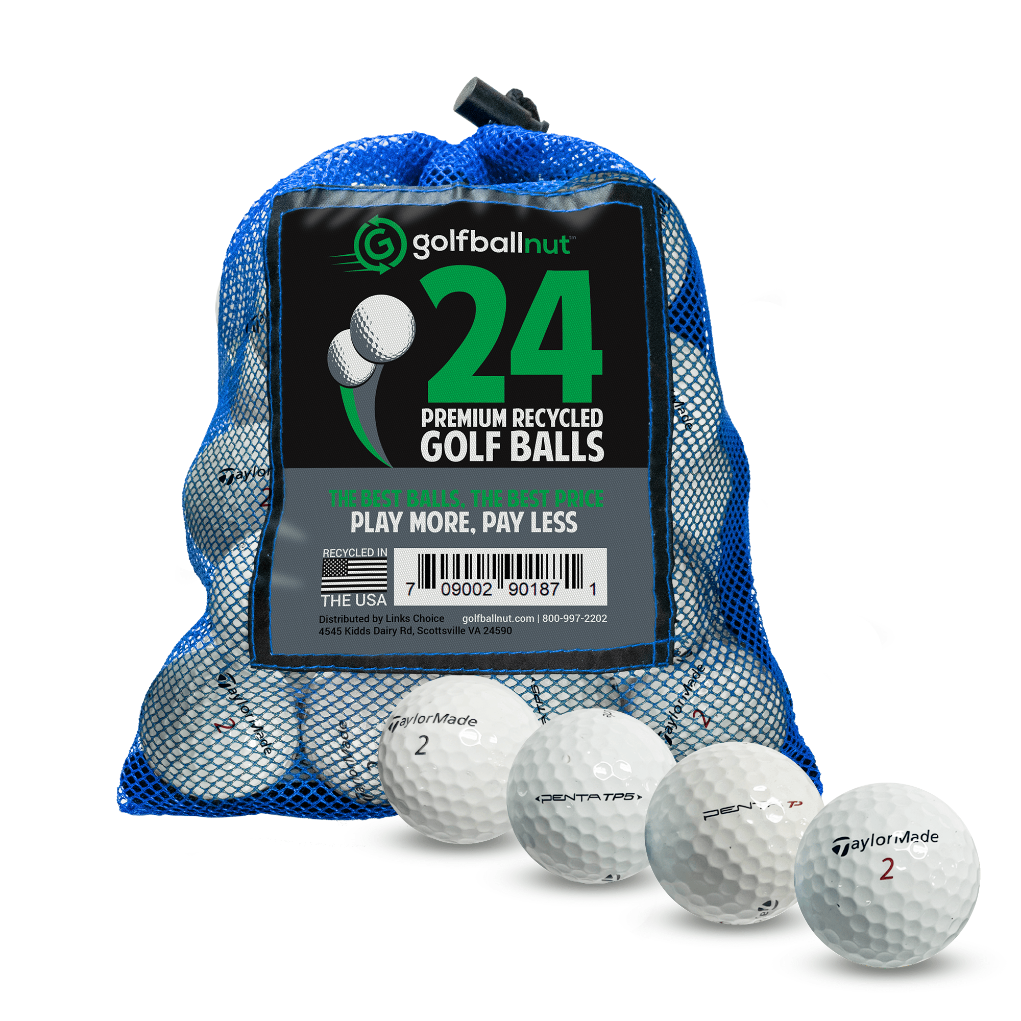 TaylorMade TP Penta Mix - Select Used Golf Balls in Bulk Mesh Bags - Maximum Velocity Sports