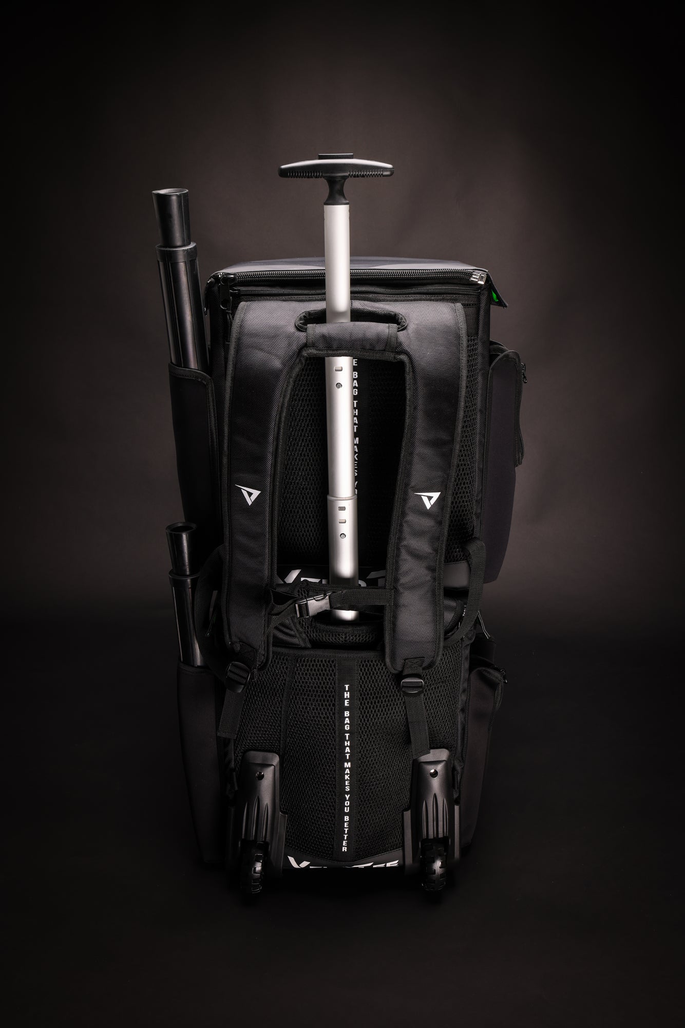 Wheeled VeloTee 2.0 Baseball & Softball Bat Bag Backpack with Batting Tee - Maximum Velocity Sports