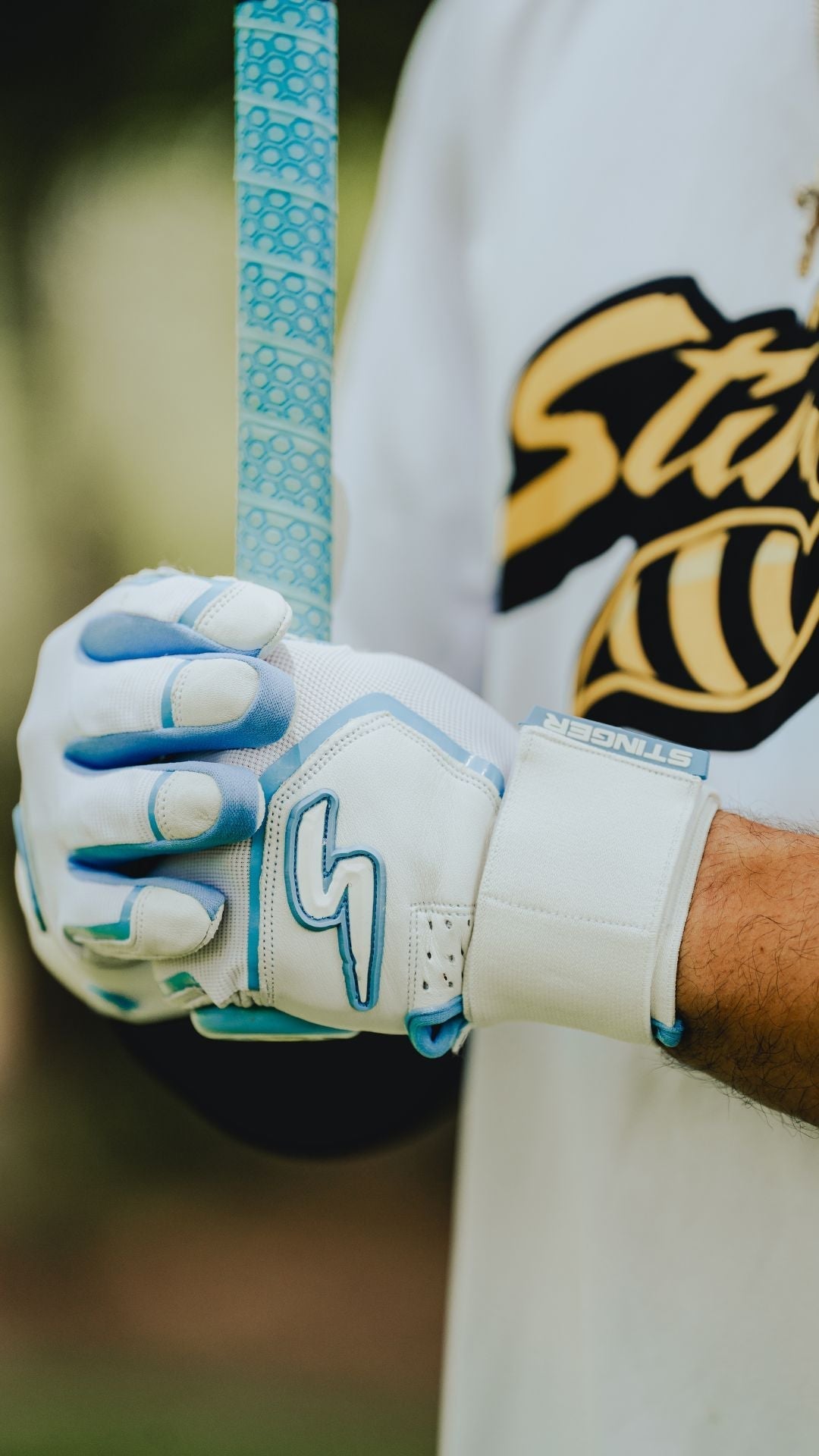 Winder Series Batting Gloves - Columbia Blue/White & Graphite - Maximum Velocity Sports