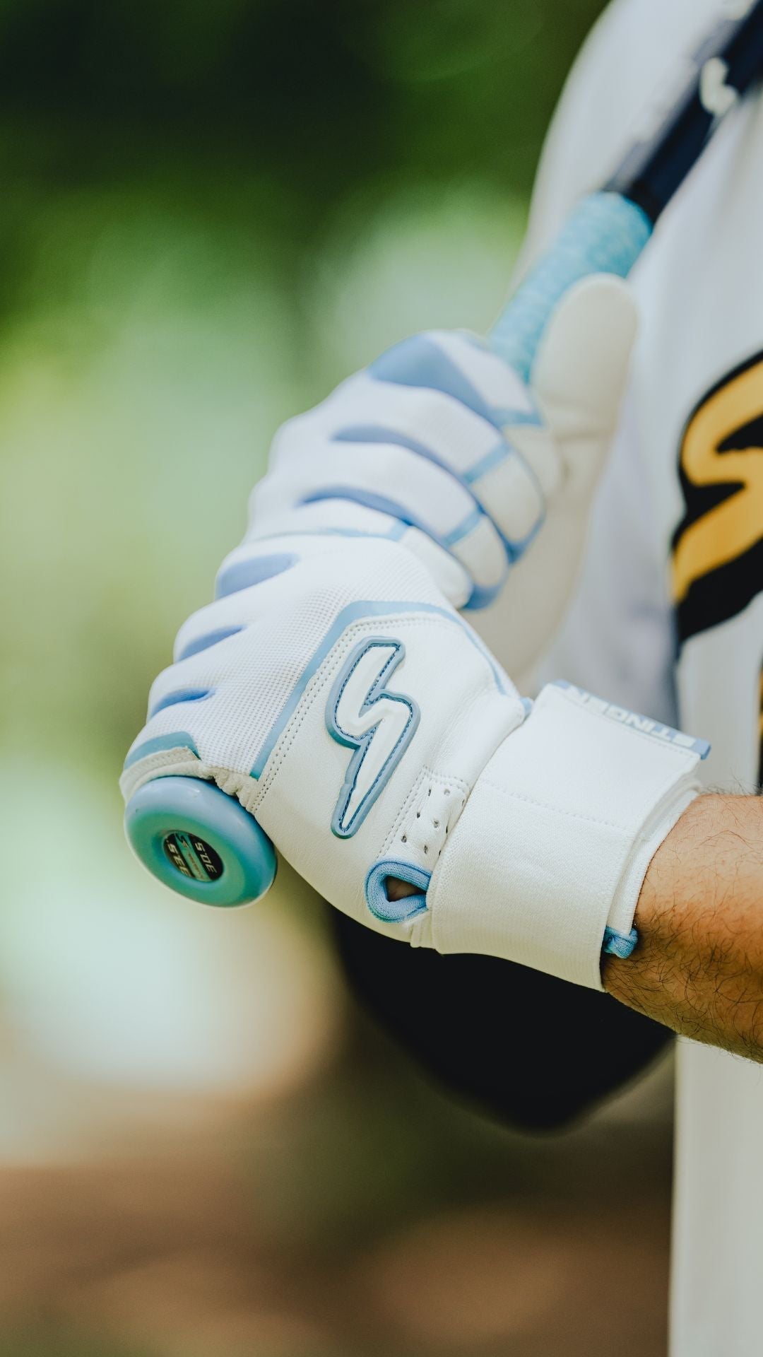 Winder Series Batting Gloves - Columbia Blue/White & Graphite - Maximum Velocity Sports