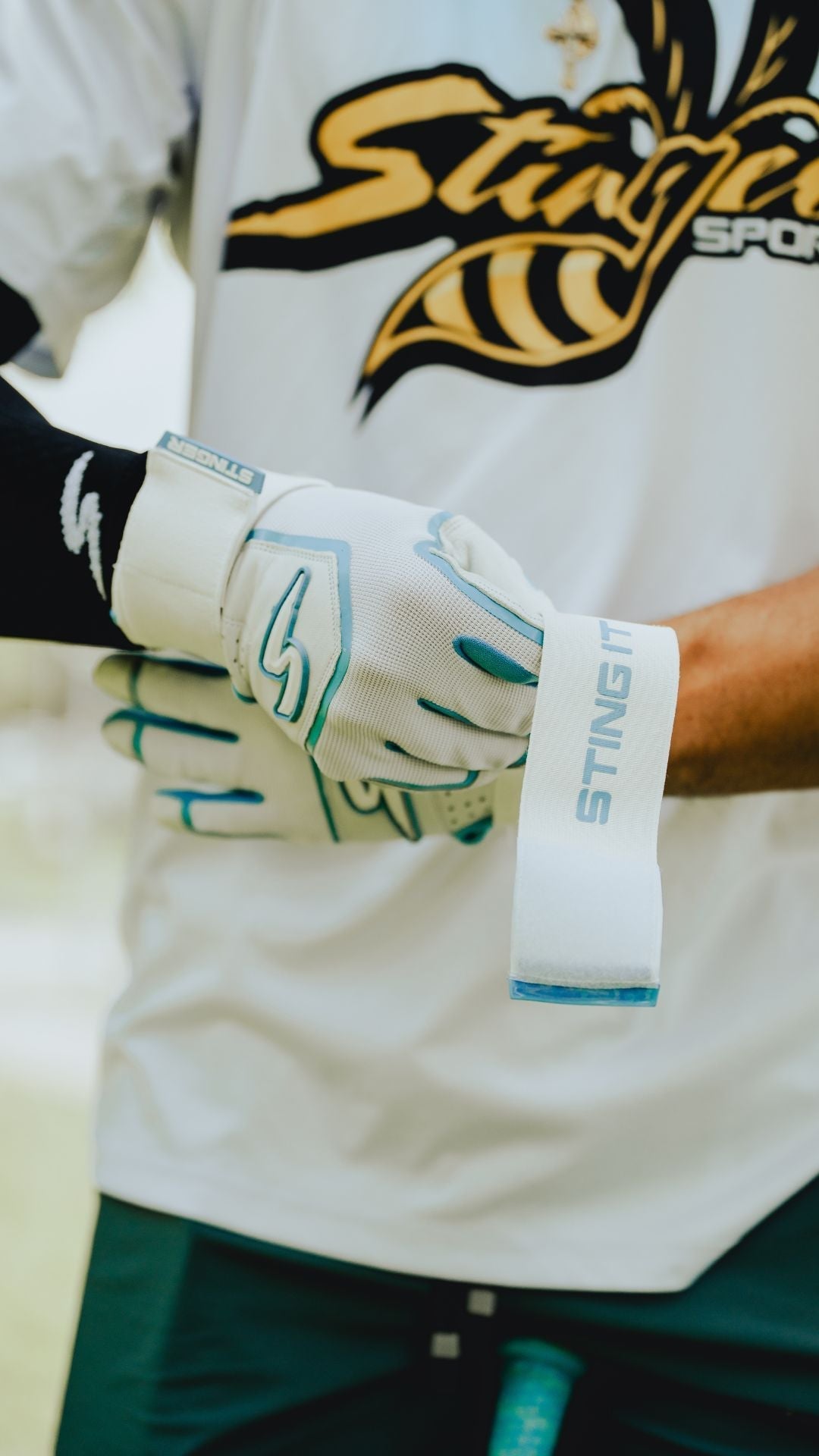 Winder Series Batting Gloves - Columbia Blue/White & Graphite - Maximum Velocity Sports