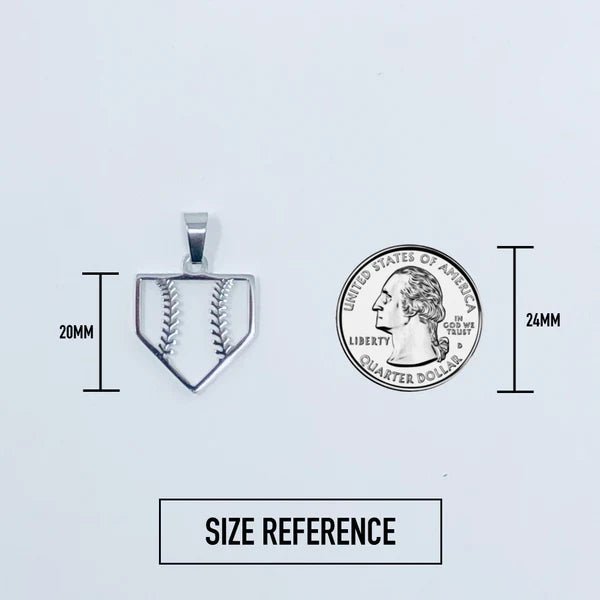 Home Plate Pendant With Chain Necklace - 14K Gold Plated Stainless Steel - Maximum Velocity Sports