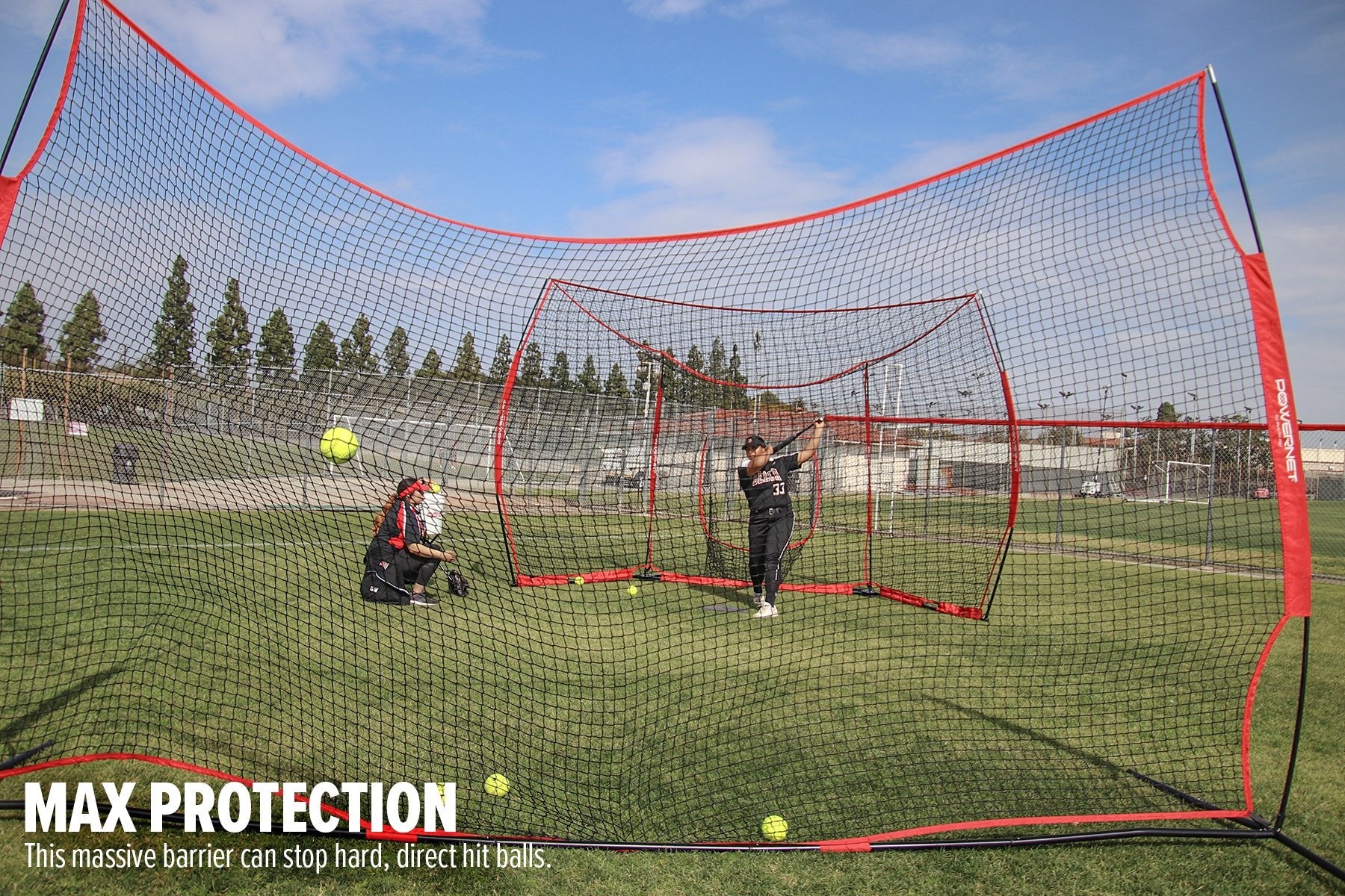 PowerNet 16 ft x 10 ft Sports Barrier Net - Maximum Velocity Sports
