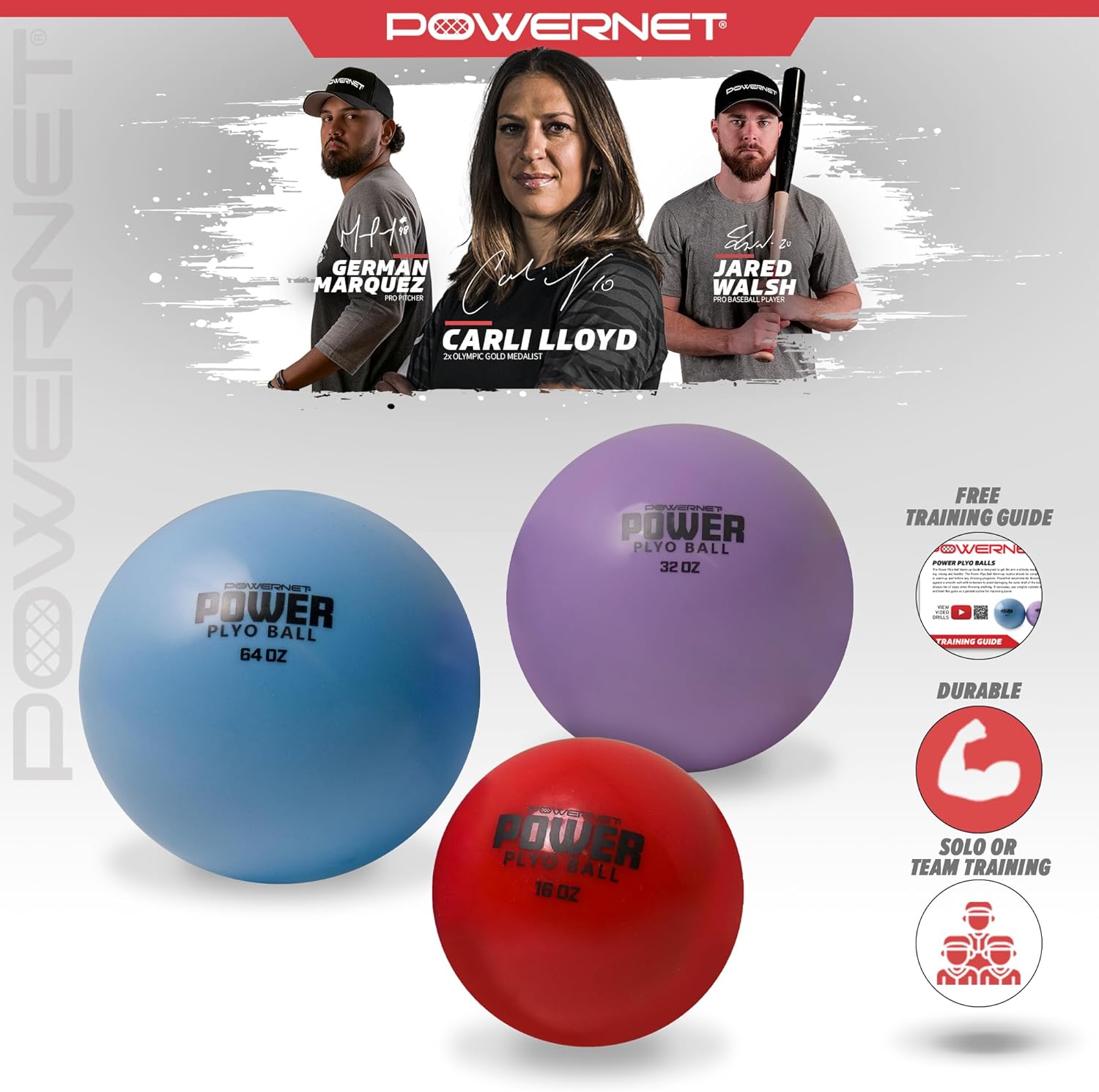 Powernet 3-Pack Plyo Balls (16 oz, 32 oz, 64 oz) - Maximum Velocity Sports