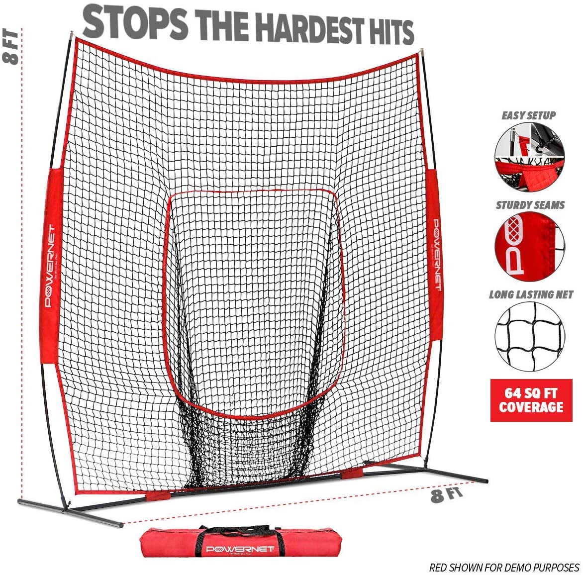 PowerNet 8x8 Practice Net Round Tube Frame - Maximum Velocity Sports