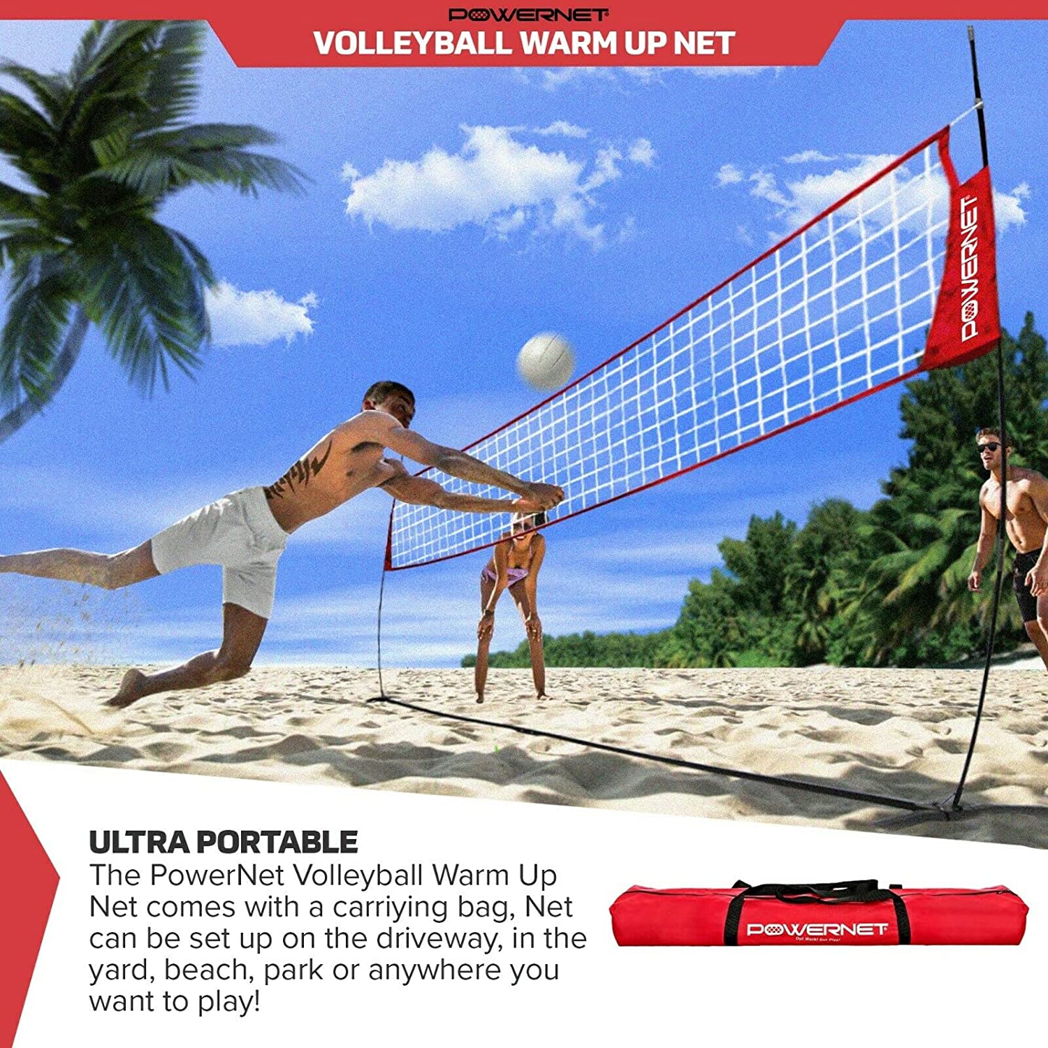 PowerNet Freestanding Volleyball Warm Up Net - Maximum Velocity Sports