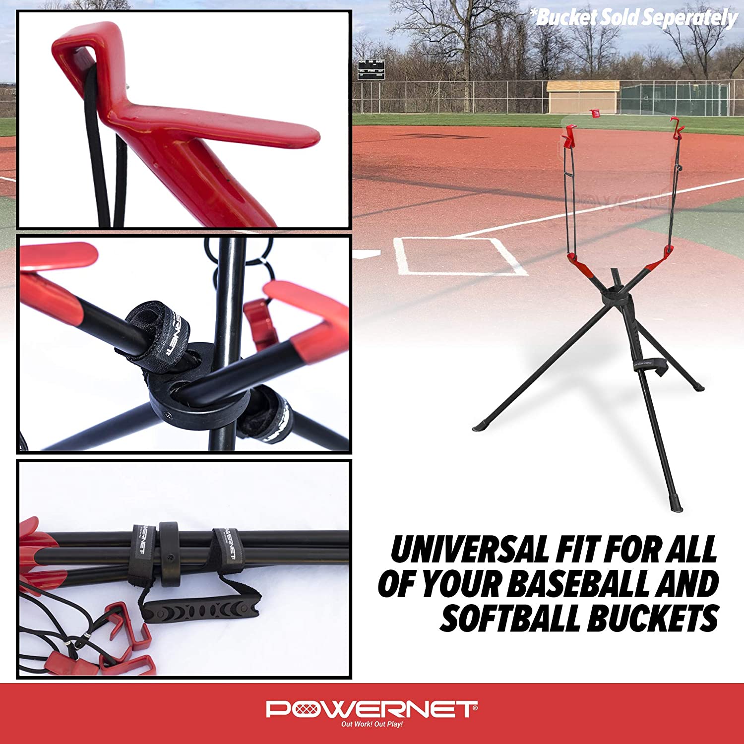 PowerNet German Marquez Baseball Softball Portable Bucket Caddy Lifter - Maximum Velocity Sports