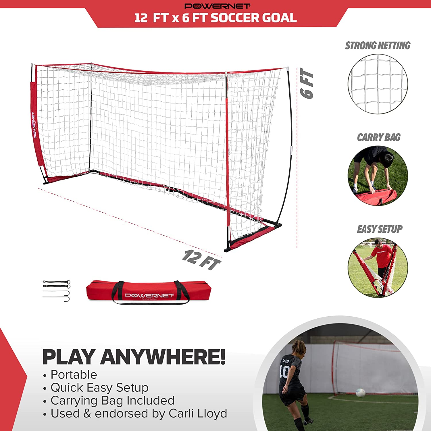 PowerNet Soccer Goal 12 x 6 - Maximum Velocity Sports