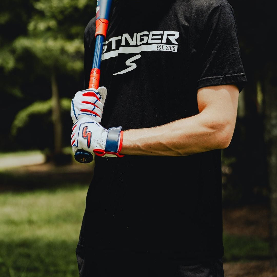 Sting Squad Batting Gloves - Red, White & True - Maximum Velocity Sports
