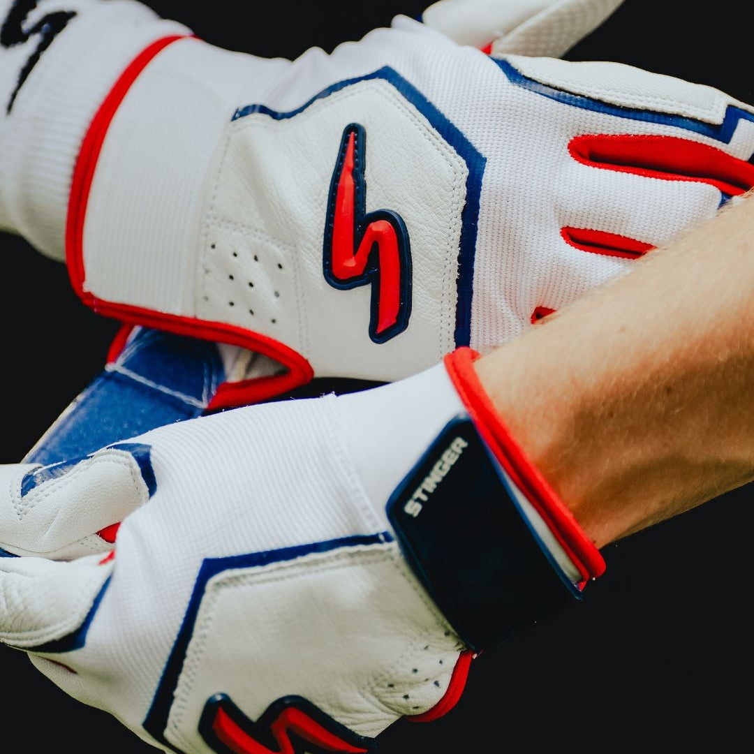 Sting Squad Batting Gloves - Red, White & True - Maximum Velocity Sports