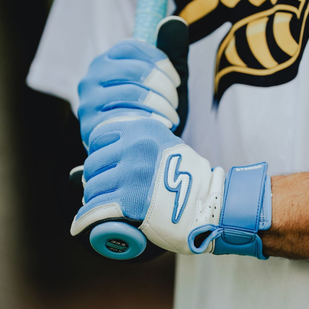 Sting Squad Batting Gloves - Columbia/White & Graphite - Maximum Velocity Sports