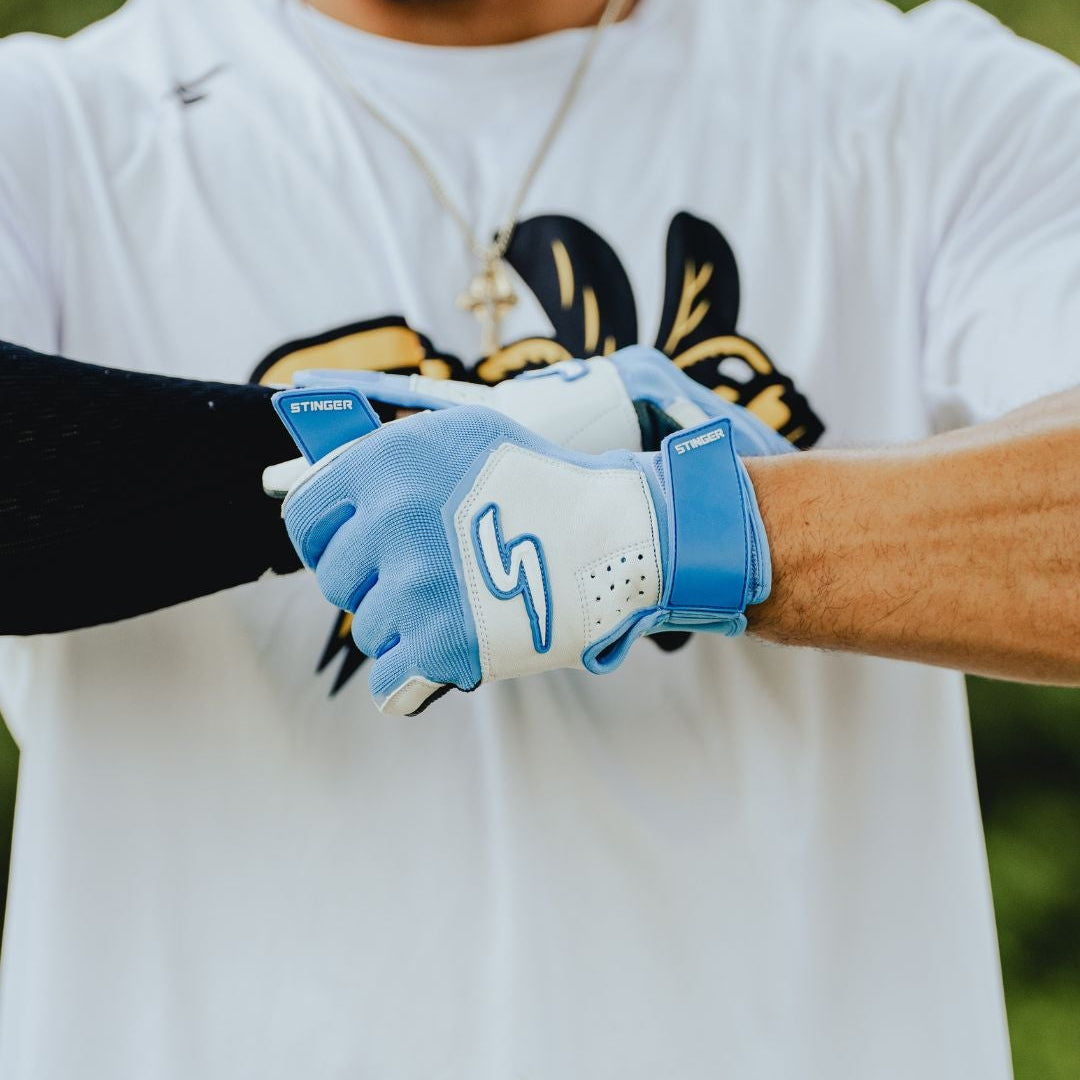 Sting Squad Batting Gloves - Columbia/White & Graphite - Maximum Velocity Sports