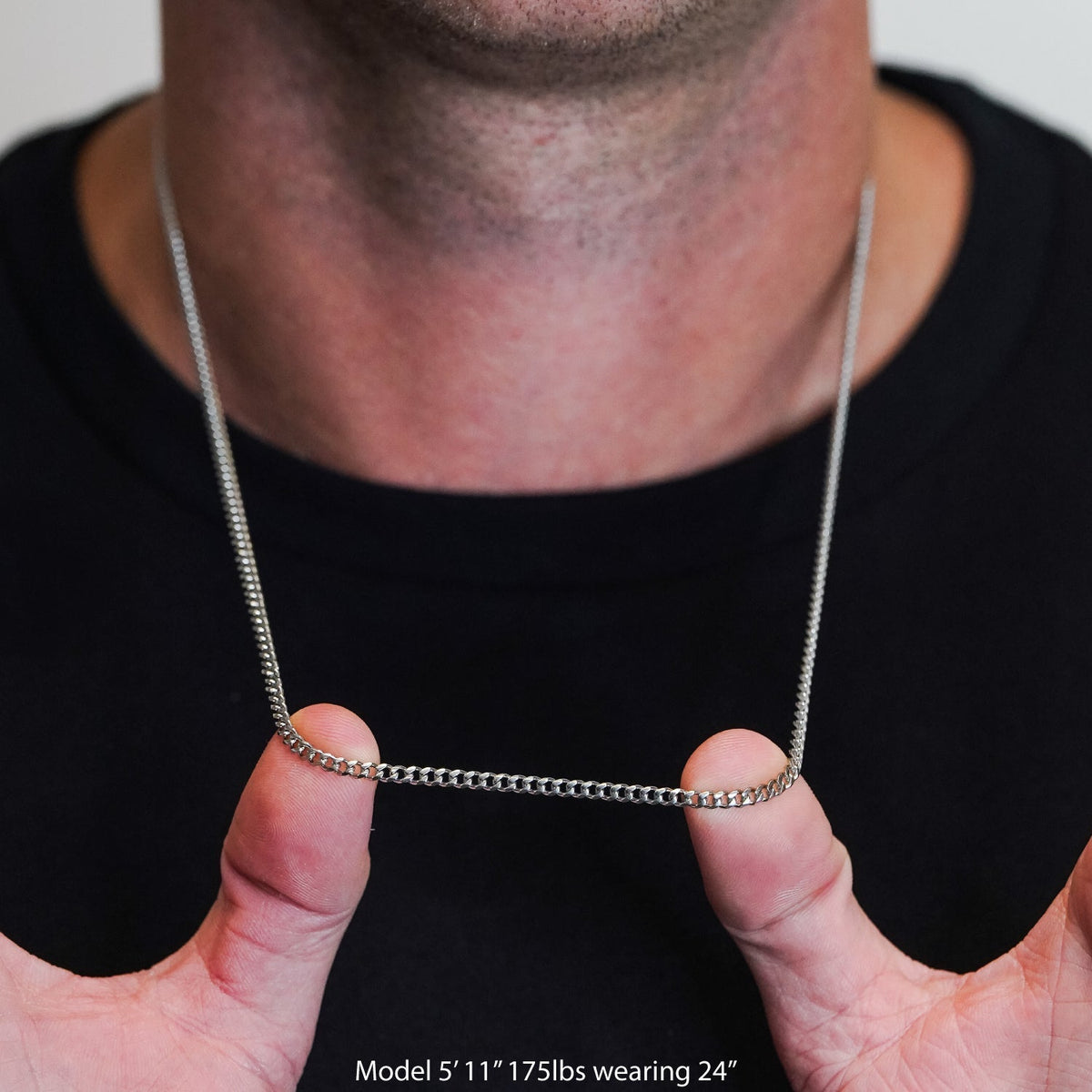 3mm Cuban Link Chain Necklace - Stainless Steel - Maximum Velocity Sports