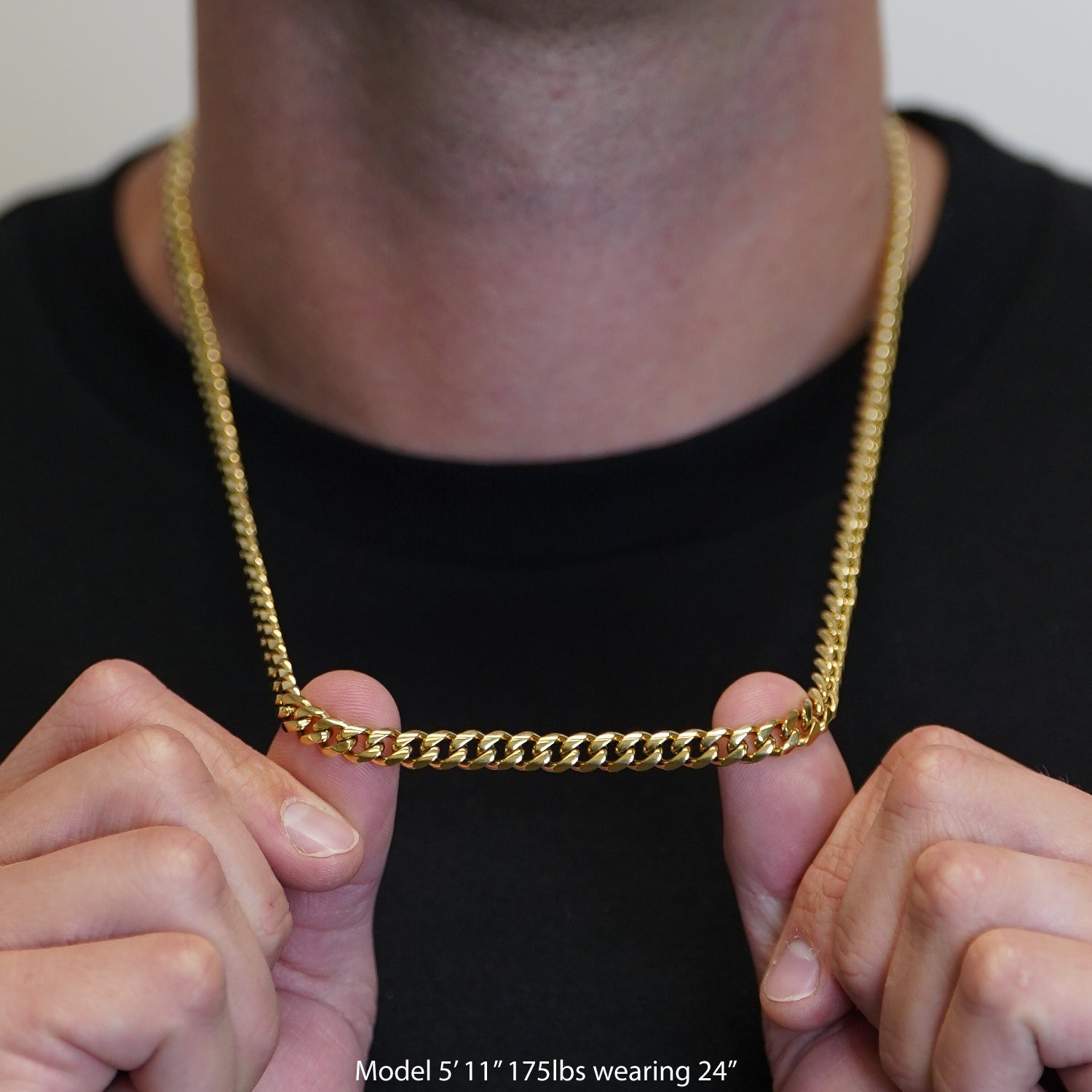 6mm Cuban Link Chain Necklace - 14K Gold Plated Stainless Steel - Maximum Velocity Sports