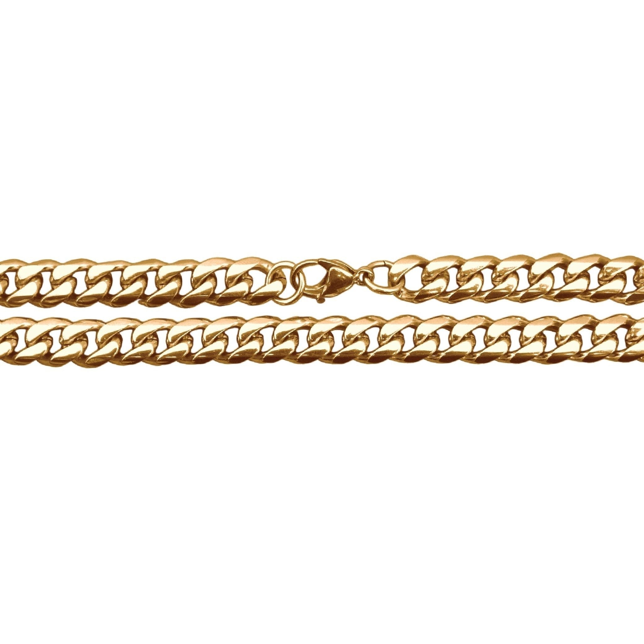 9mm Cuban Link Chain Necklace - 14K Gold Plated Stainless Steel - Maximum Velocity Sports