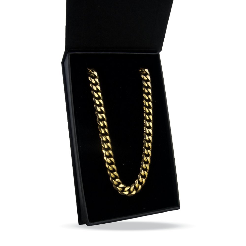 9mm Cuban Link Chain Necklace - 14K Gold Plated Stainless Steel - Maximum Velocity Sports