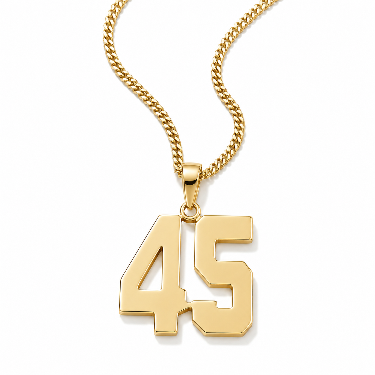 Jersey Number Necklace | Gold Stainless Steel