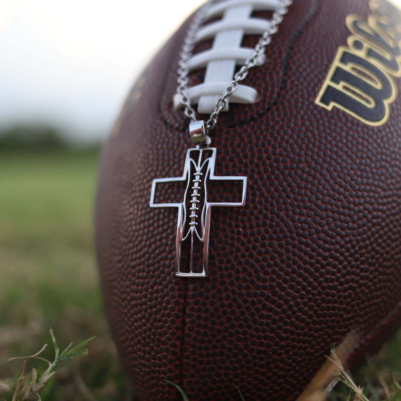 Gridiron Football Cross Necklace - Maximum Velocity Sports
