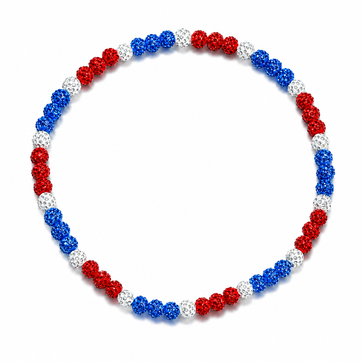 Americano Iced Out Baseball Bead Necklace | Red, White & Blue