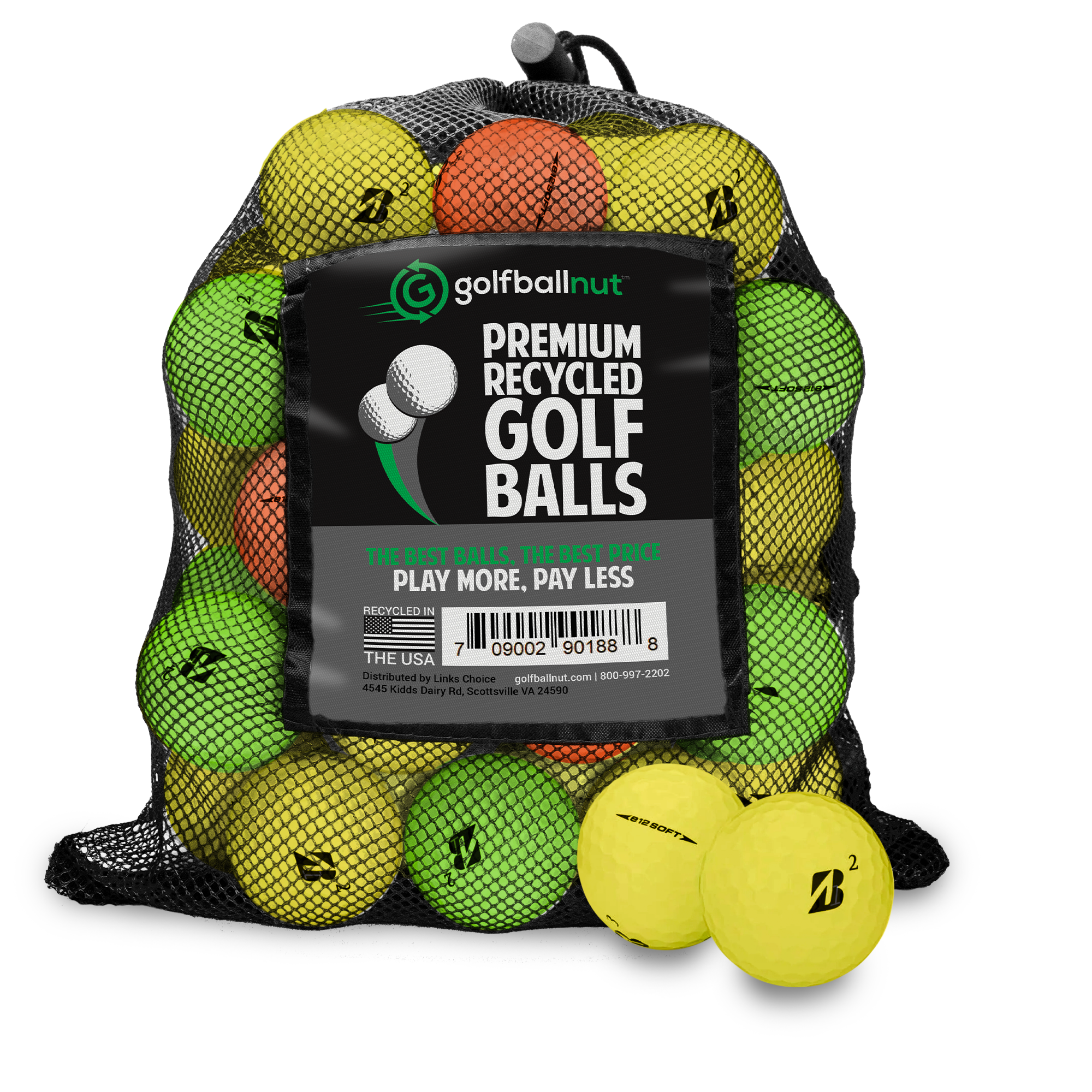 Used Bridgestone Color Mix Golf Balls - Mesh Bag - Maximum Velocity Sports