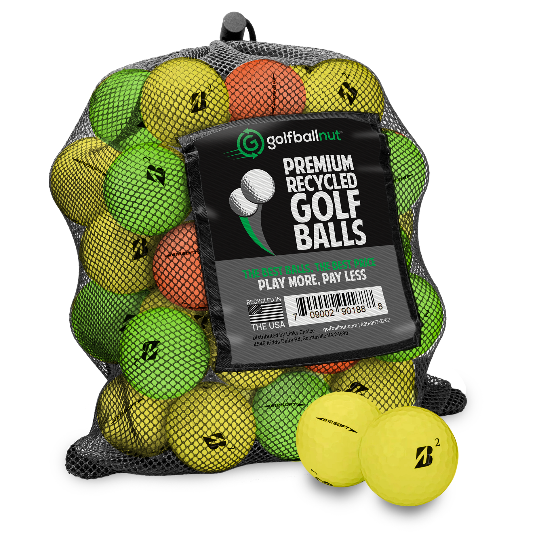 Used Bridgestone Color Mix Golf Balls - Mesh Bag - Maximum Velocity Sports