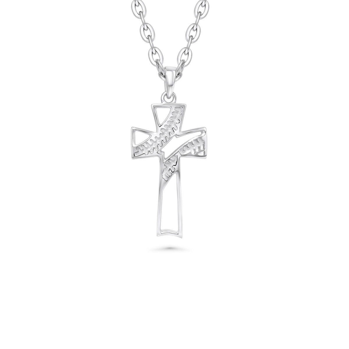 Baseball Stitch Open Cross Necklace