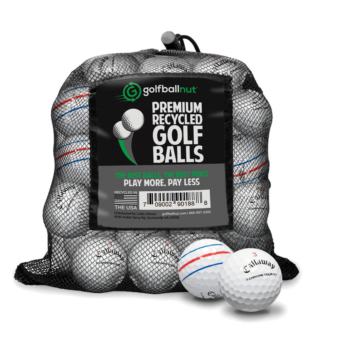 Used Callaway Chrome Tour X Triple Track Golf Balls - Dozen & Mesh Bags