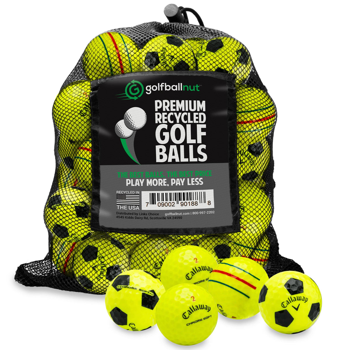 Recycled Mix Yellow Callaway Graphic Balls –  48 Count - Maximum Velocity Sports