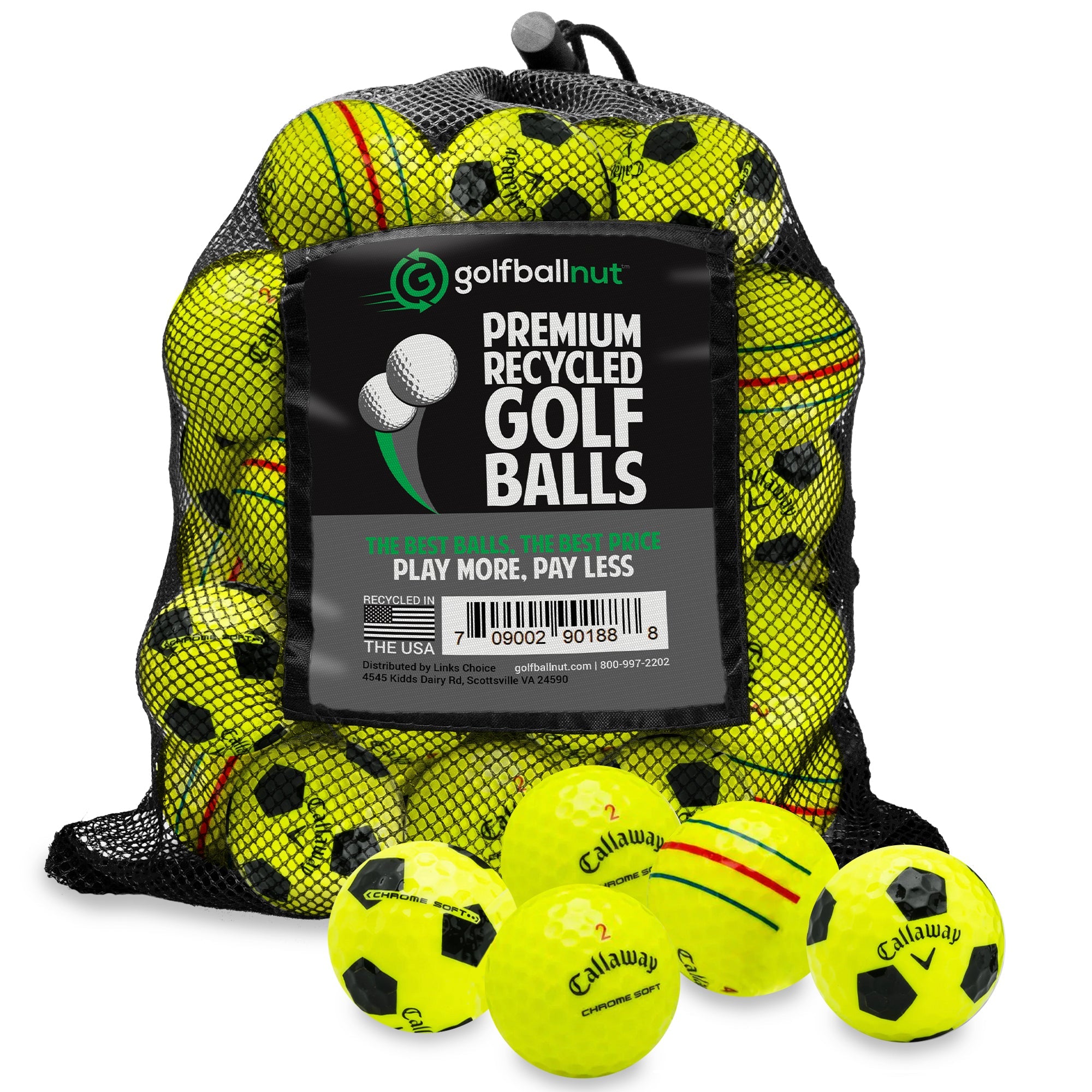 Recycled Mix Yellow Callaway Graphic Balls –  48 Count - Maximum Velocity Sports