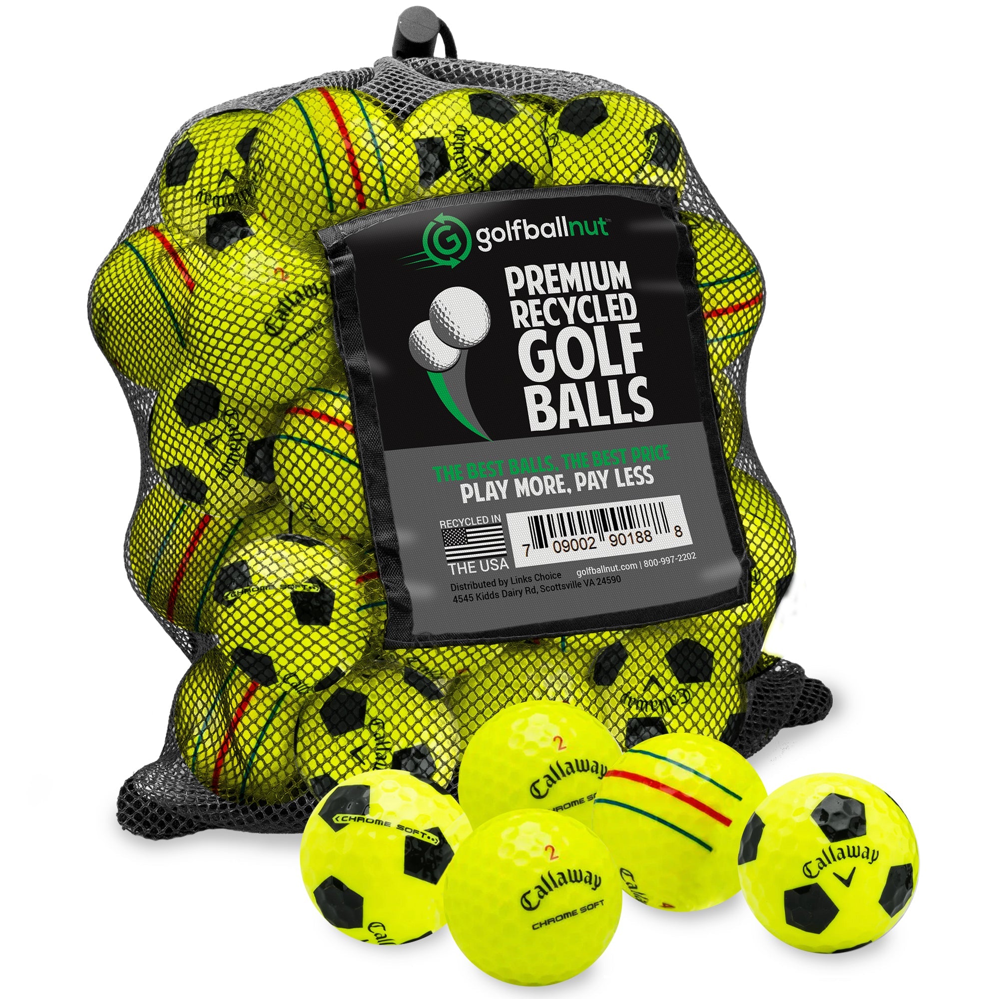 Recycled Mix Yellow Callaway Graphic Balls –  48 Count - Maximum Velocity Sports