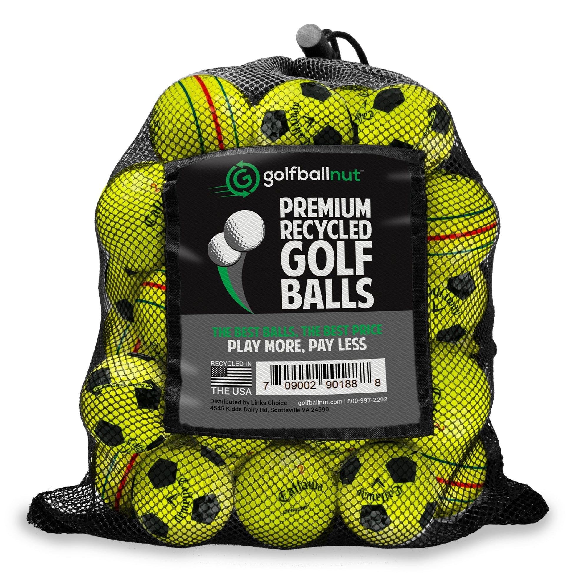 Recycled Mix Yellow Callaway Graphic Balls –  48 Count - Maximum Velocity Sports