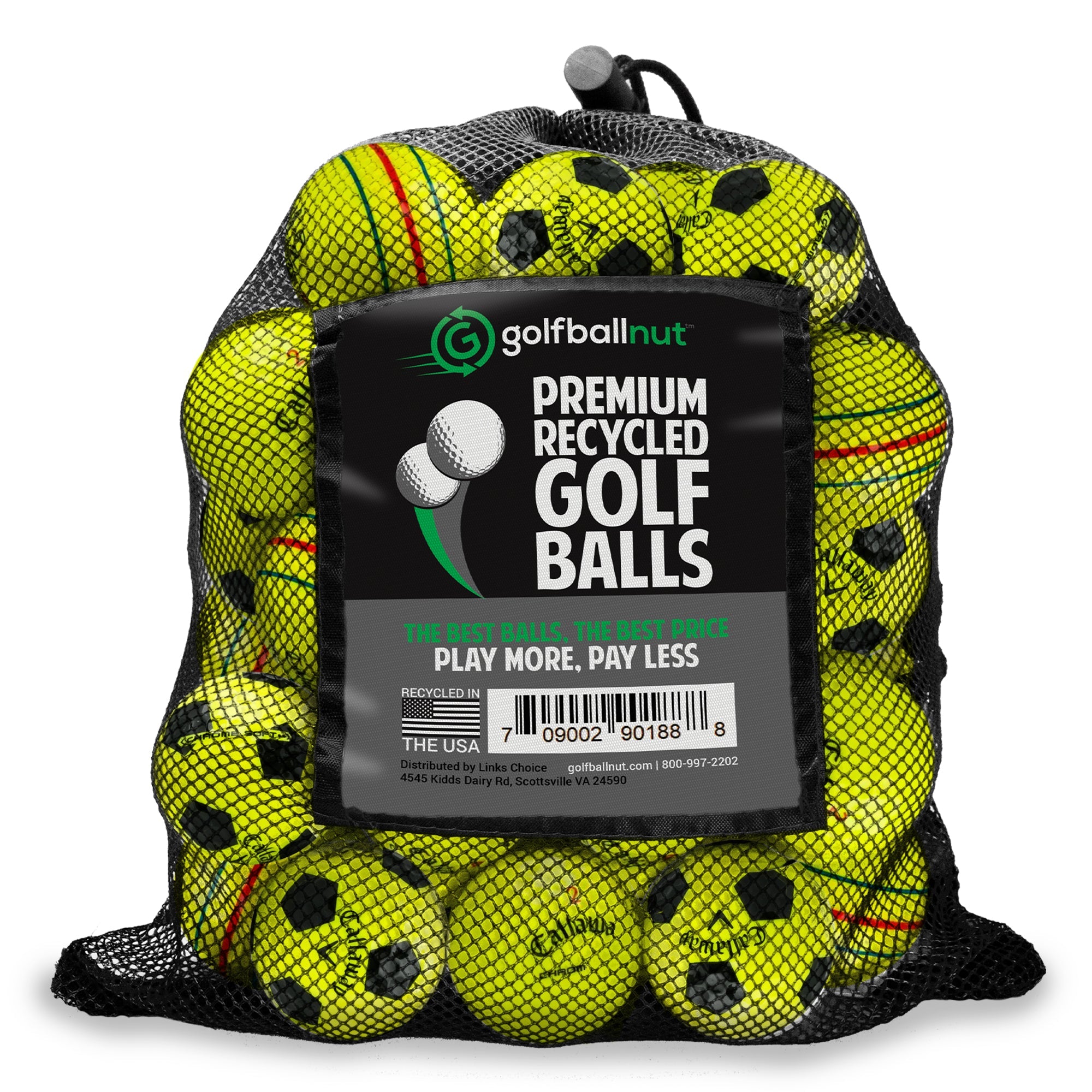 Recycled Mix Yellow Callaway Graphic Balls –  48 Count - Maximum Velocity Sports
