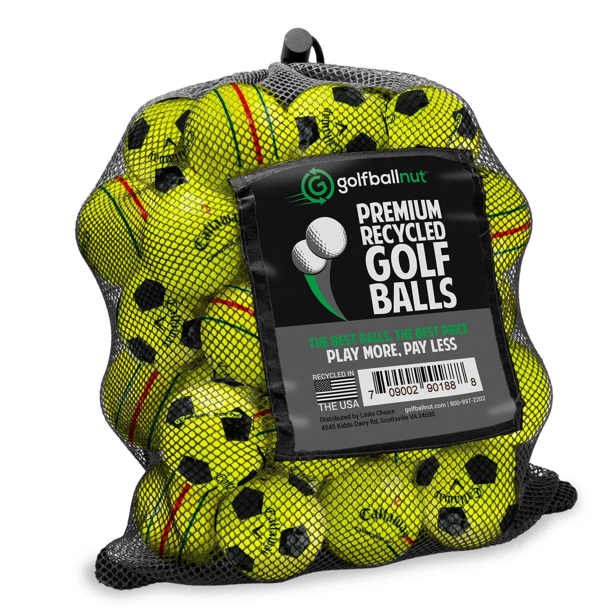 Recycled Mix Yellow Callaway Graphic Balls –  48 Count - Maximum Velocity Sports