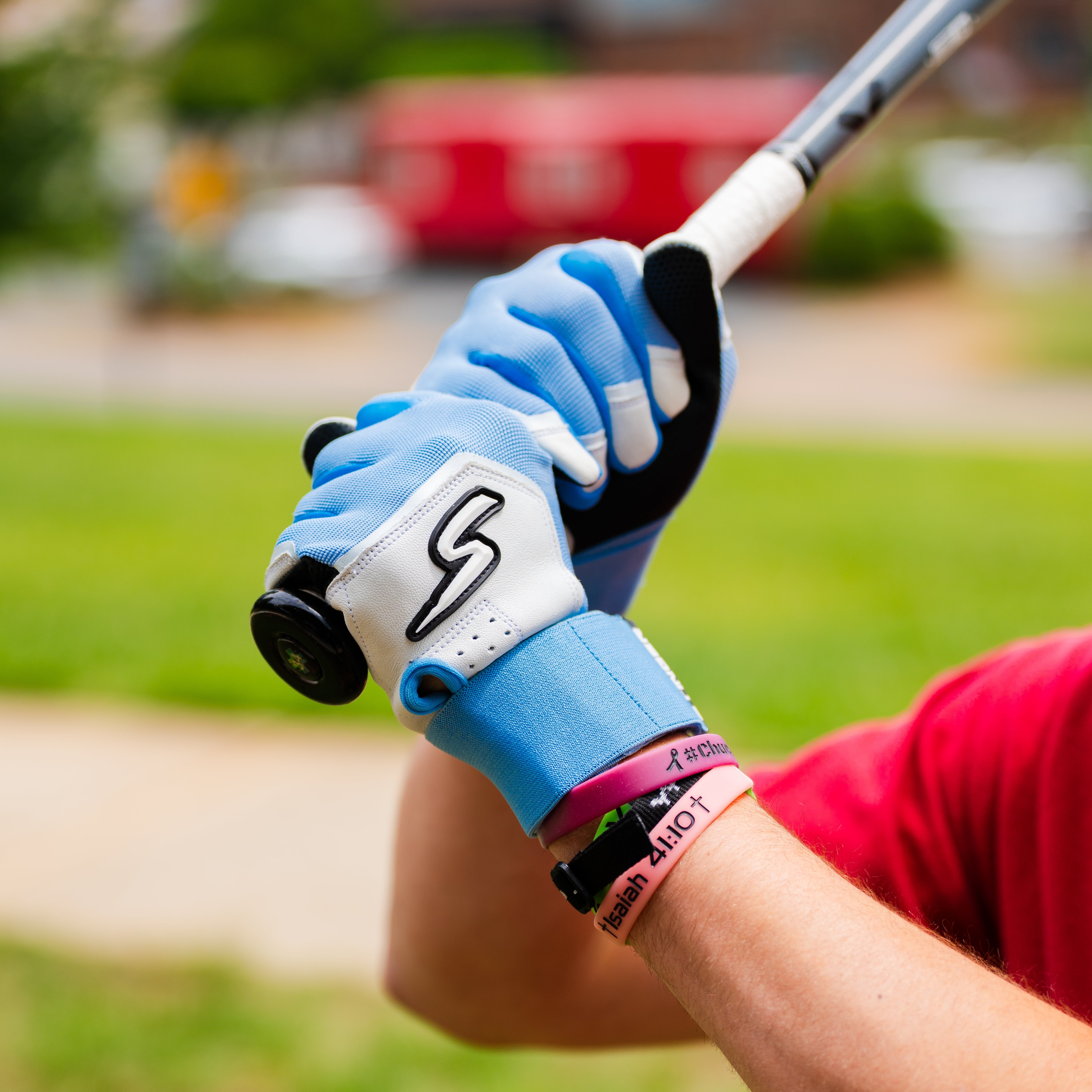 Winder Series Batting Gloves - Columbia Blue/White & Graphite - Maximum Velocity Sports