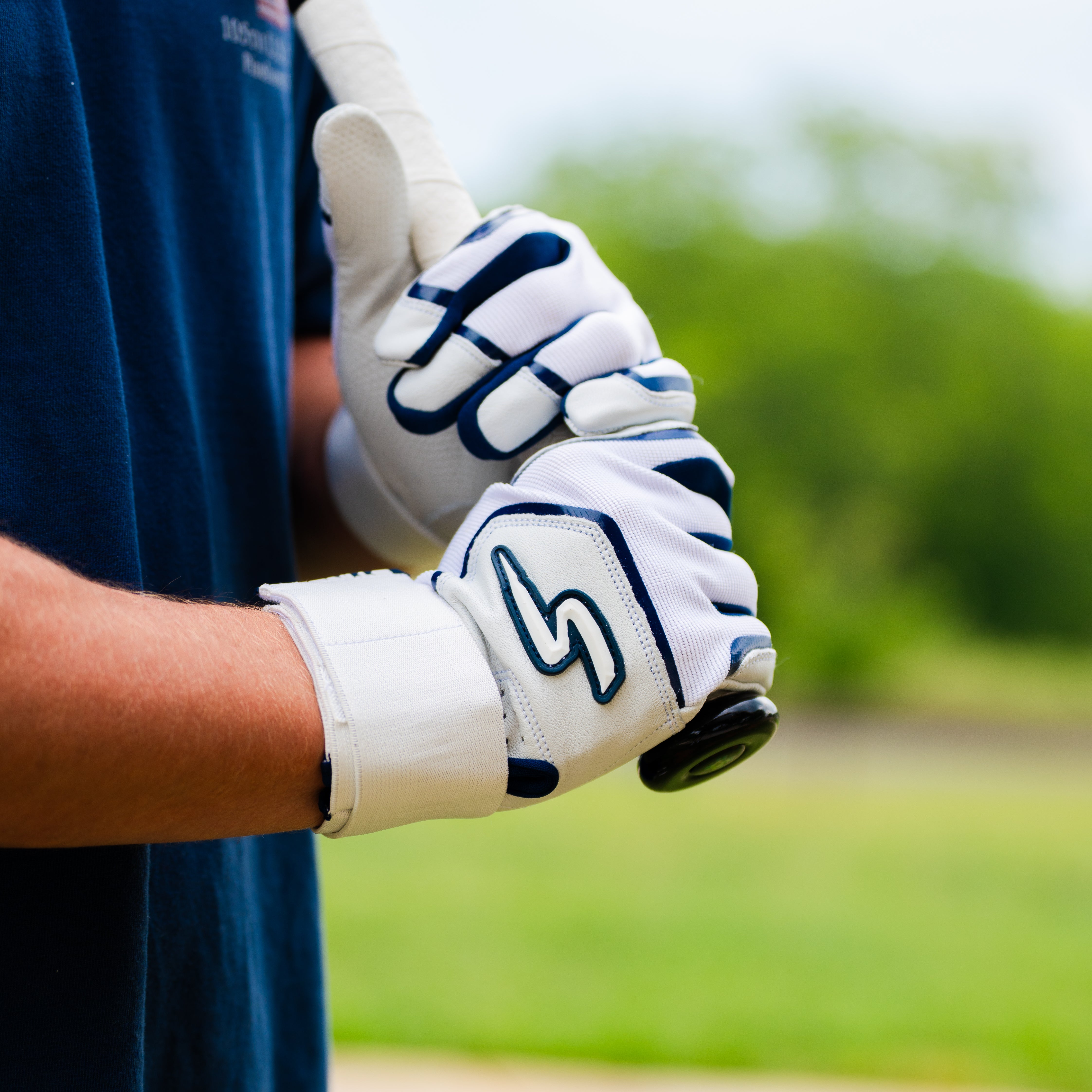 Winder Series Batting Gloves - Navy & White - Maximum Velocity Sports