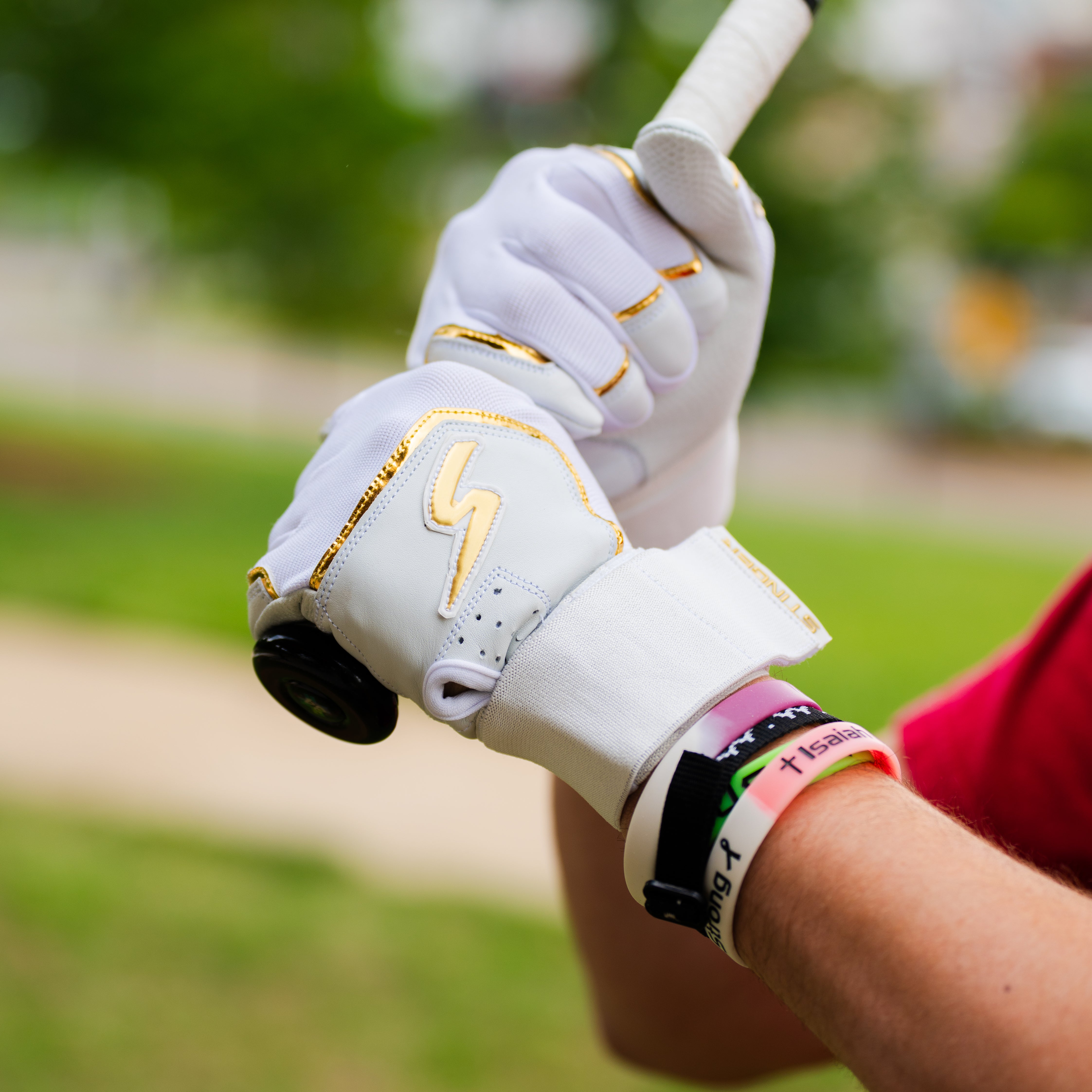 Winder Series Batting Gloves - White & Gold Chrome - Maximum Velocity Sports