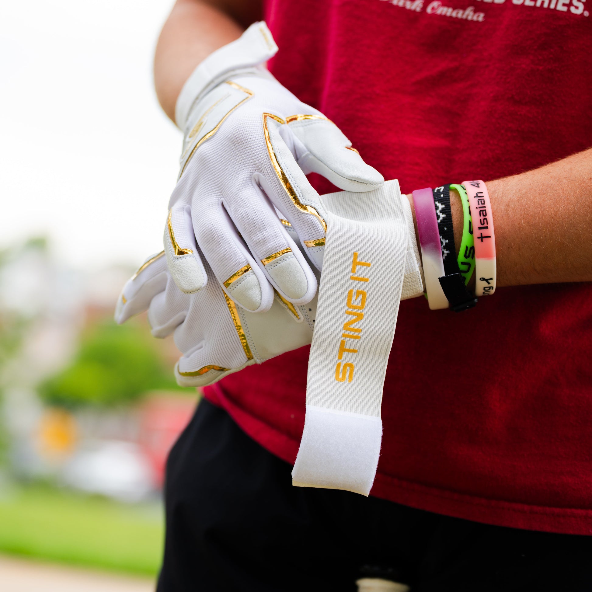 Winder Series Batting Gloves - White & Gold Chrome - Maximum Velocity Sports